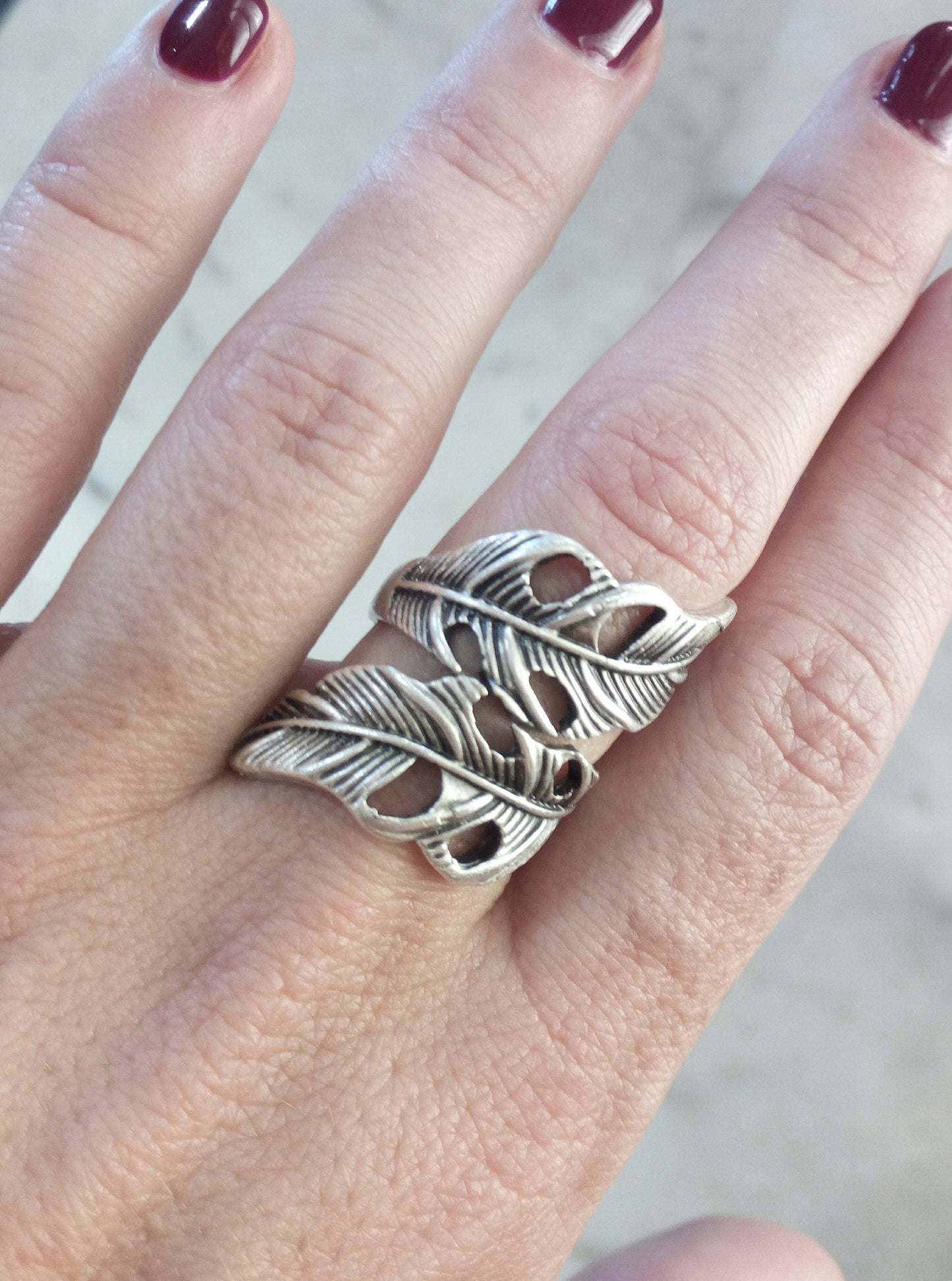 Zamak leaf band ring with holes