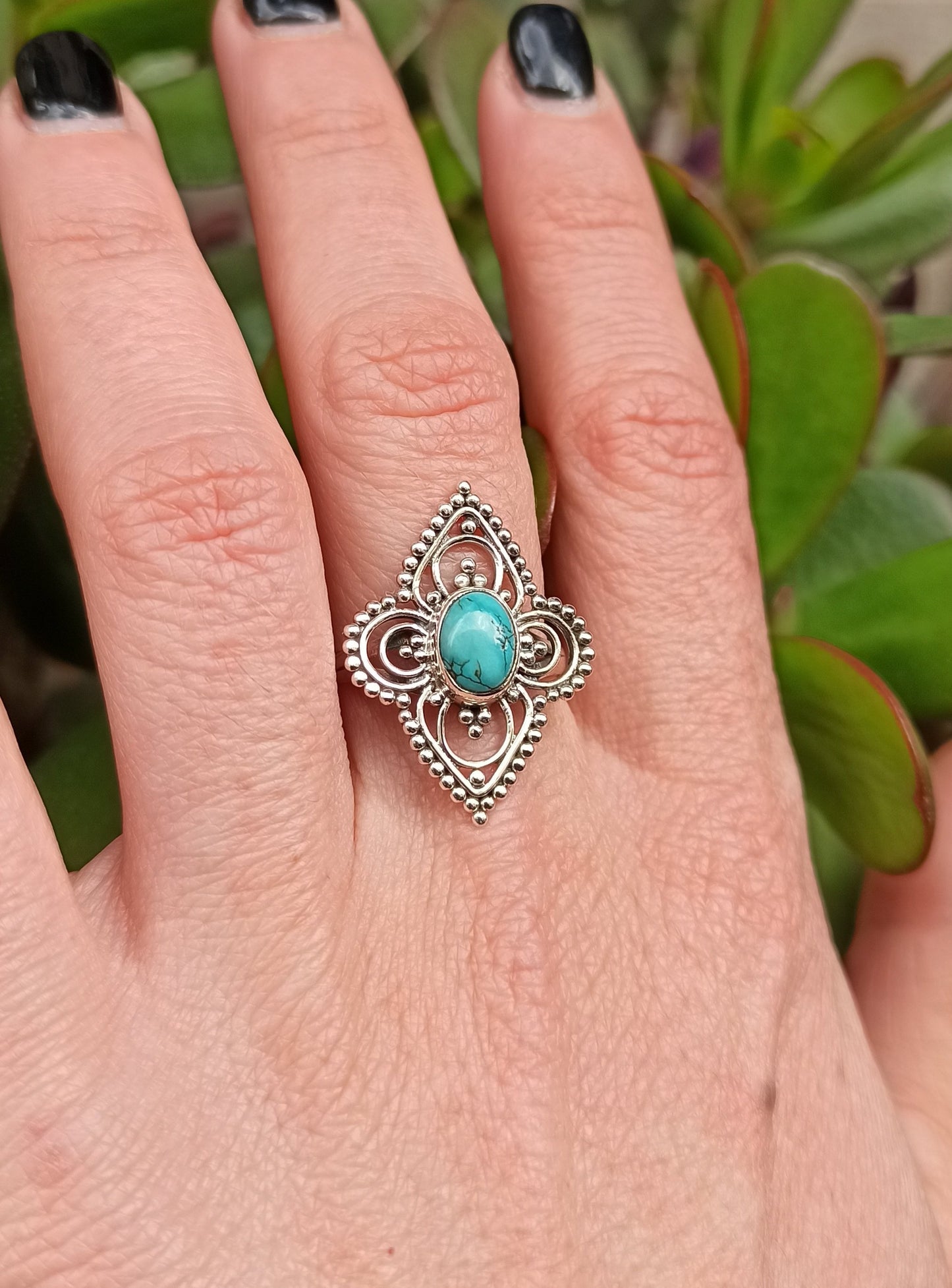 Turquoise lace ring