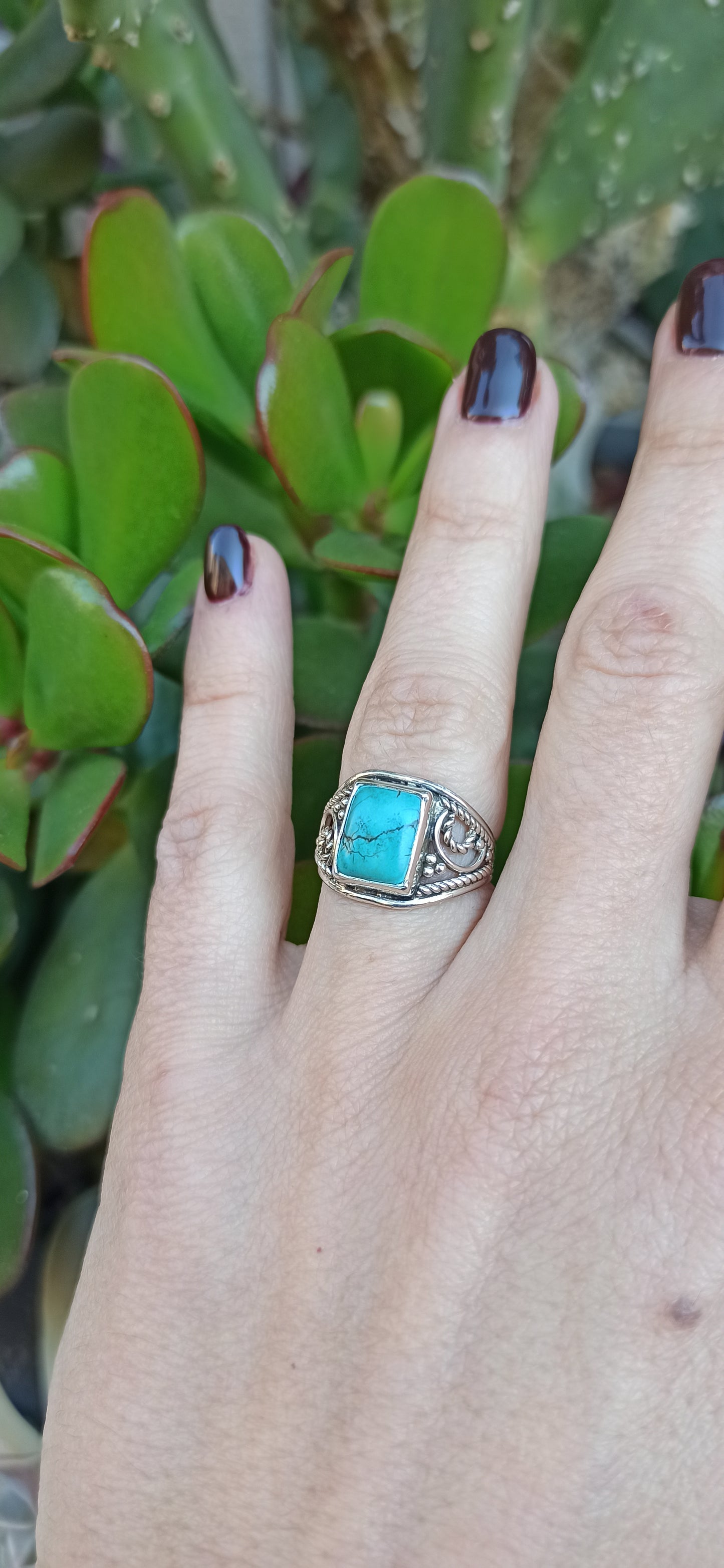 Square turquoise band ring