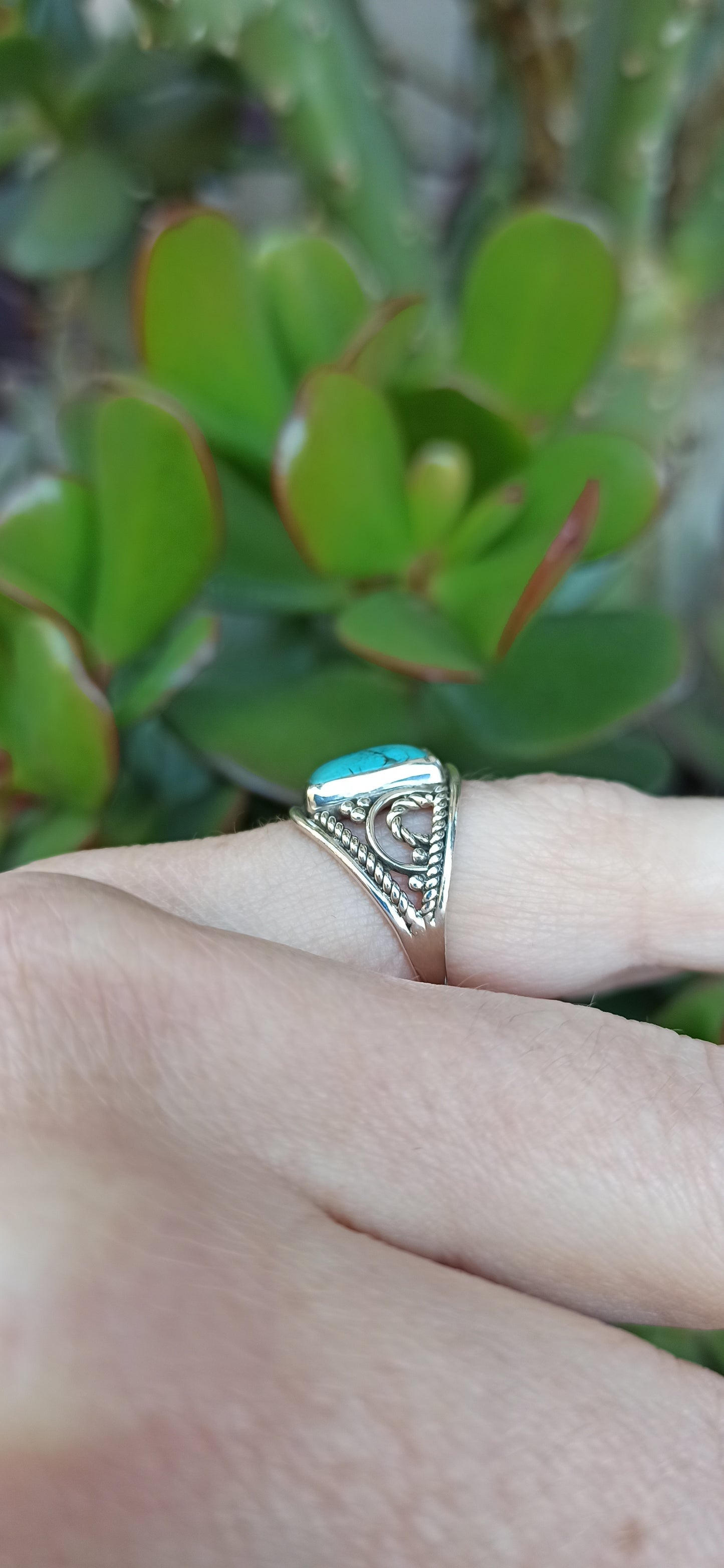 Square turquoise band ring