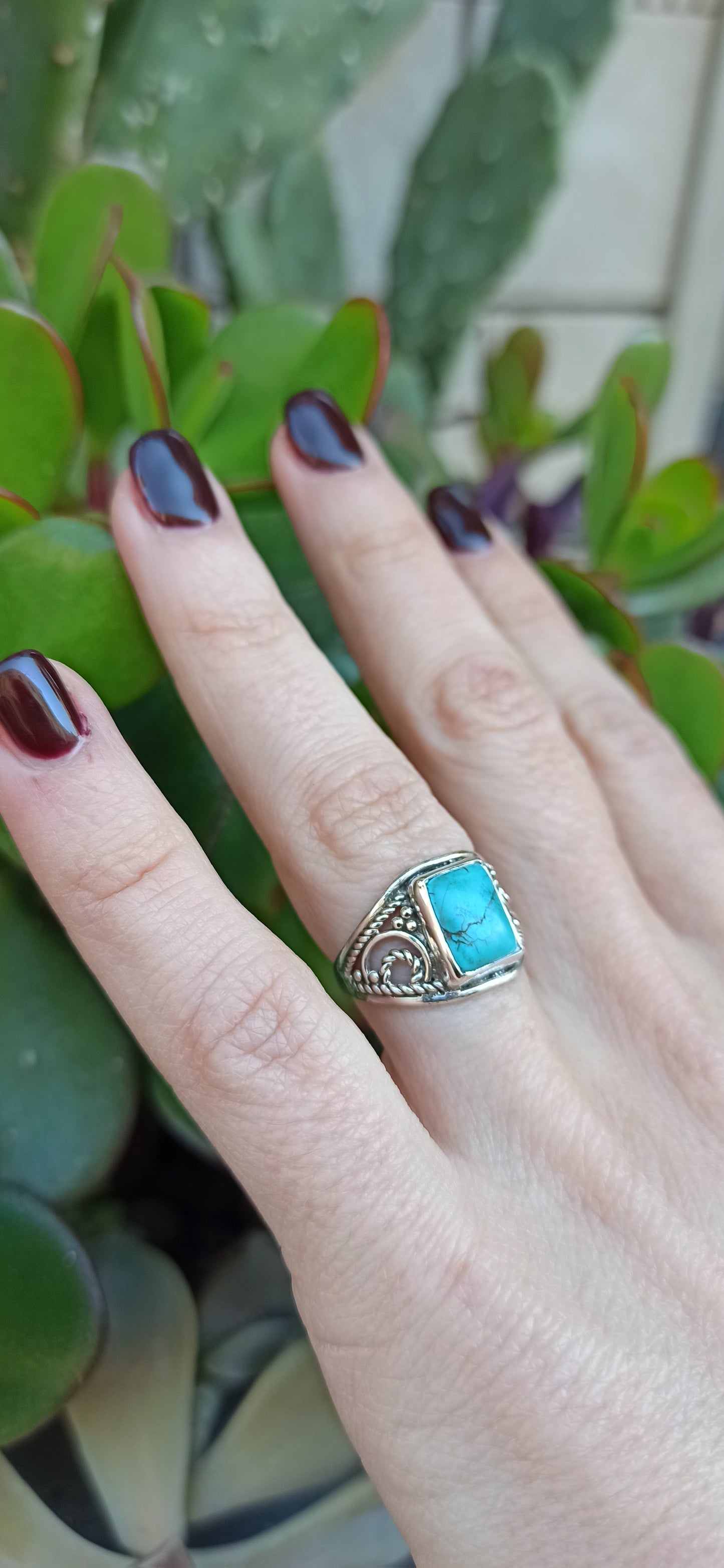 Square turquoise band ring