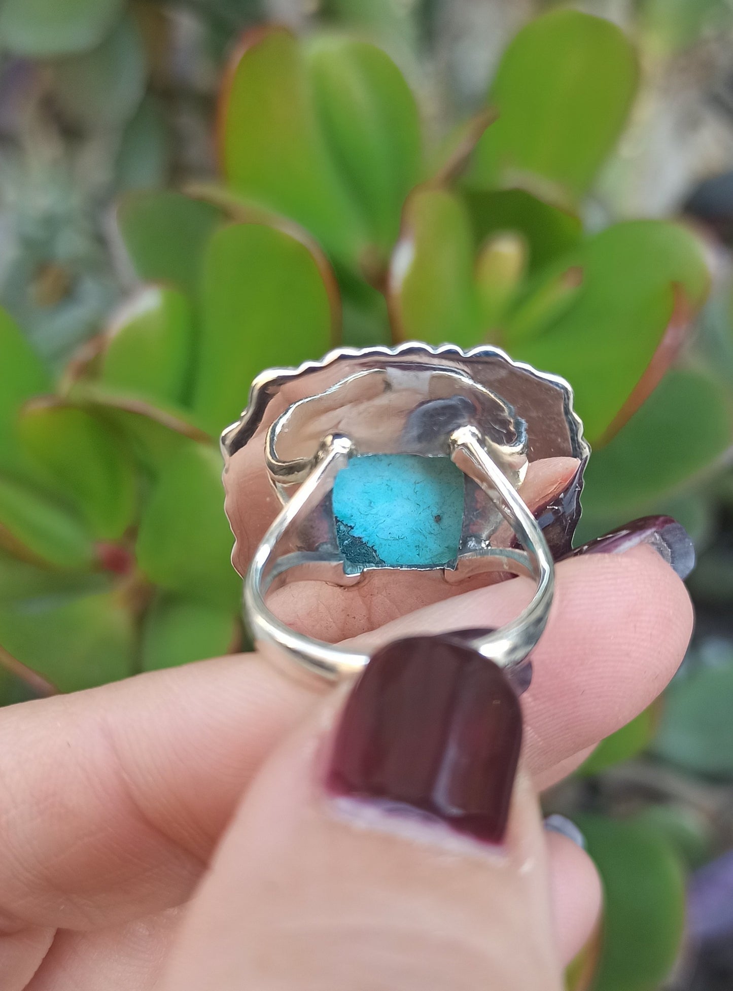 Square turquoise 925 silver ring