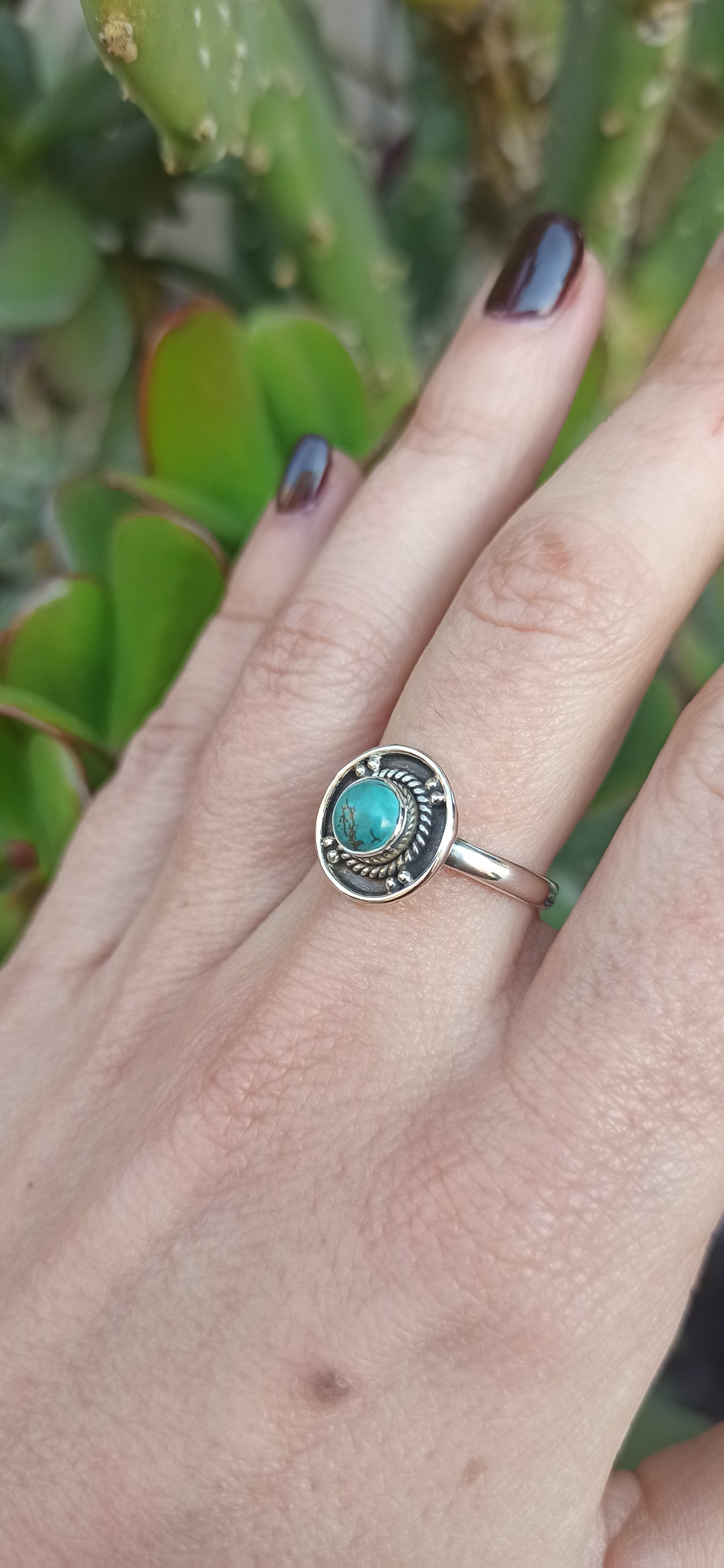 925 silver turquoise circle ring