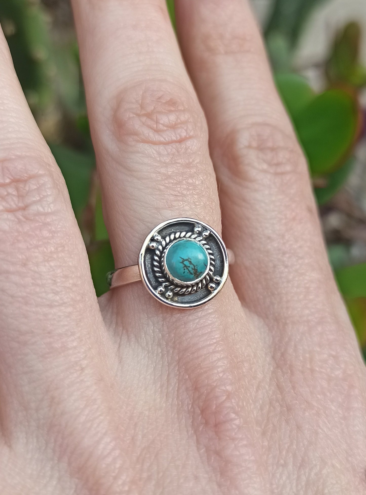 925 silver turquoise circle ring