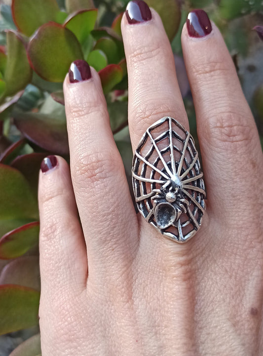 Zamak spider web band ring