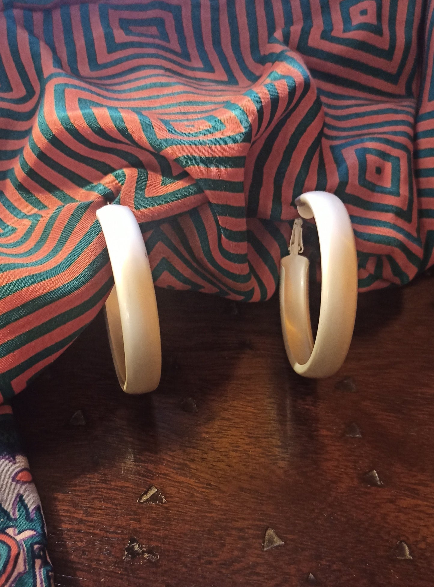 Large satin silver hoop earrings