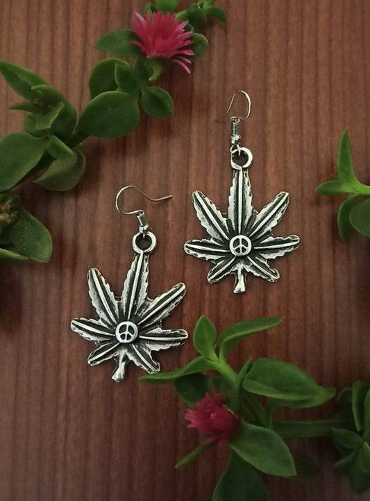 Leaf+peace earrings