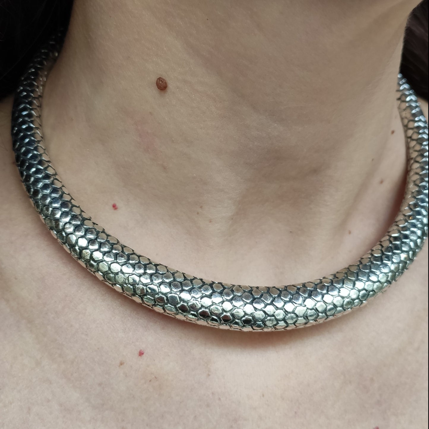 Silver snake collar