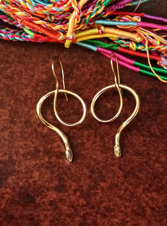 Smooth golden snake boho earrings