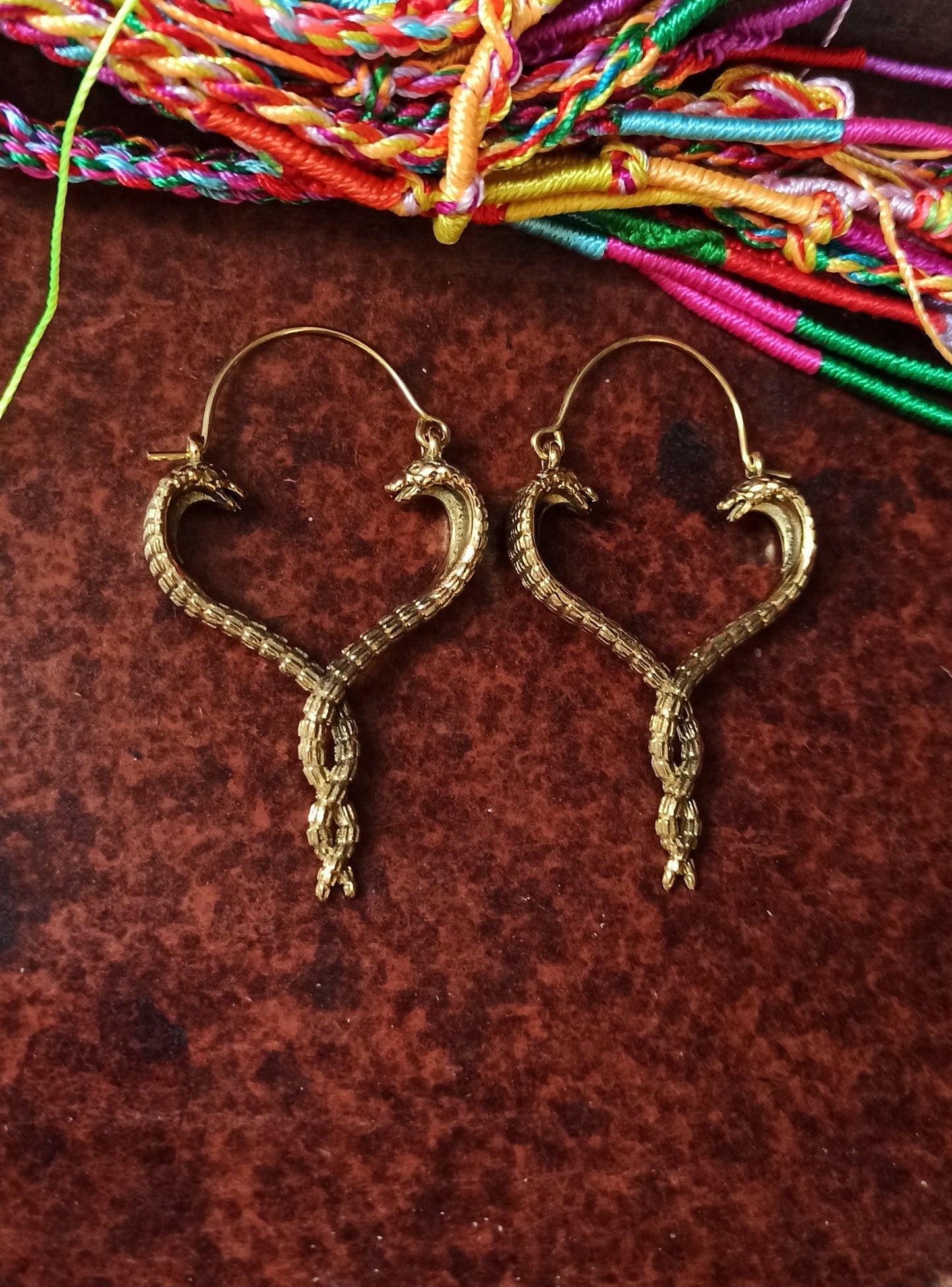 Boho cobra heart earrings