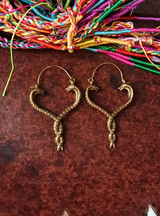 Boho cobra heart earrings