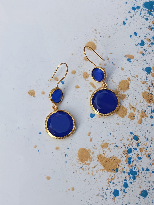 2 blue stone earrings