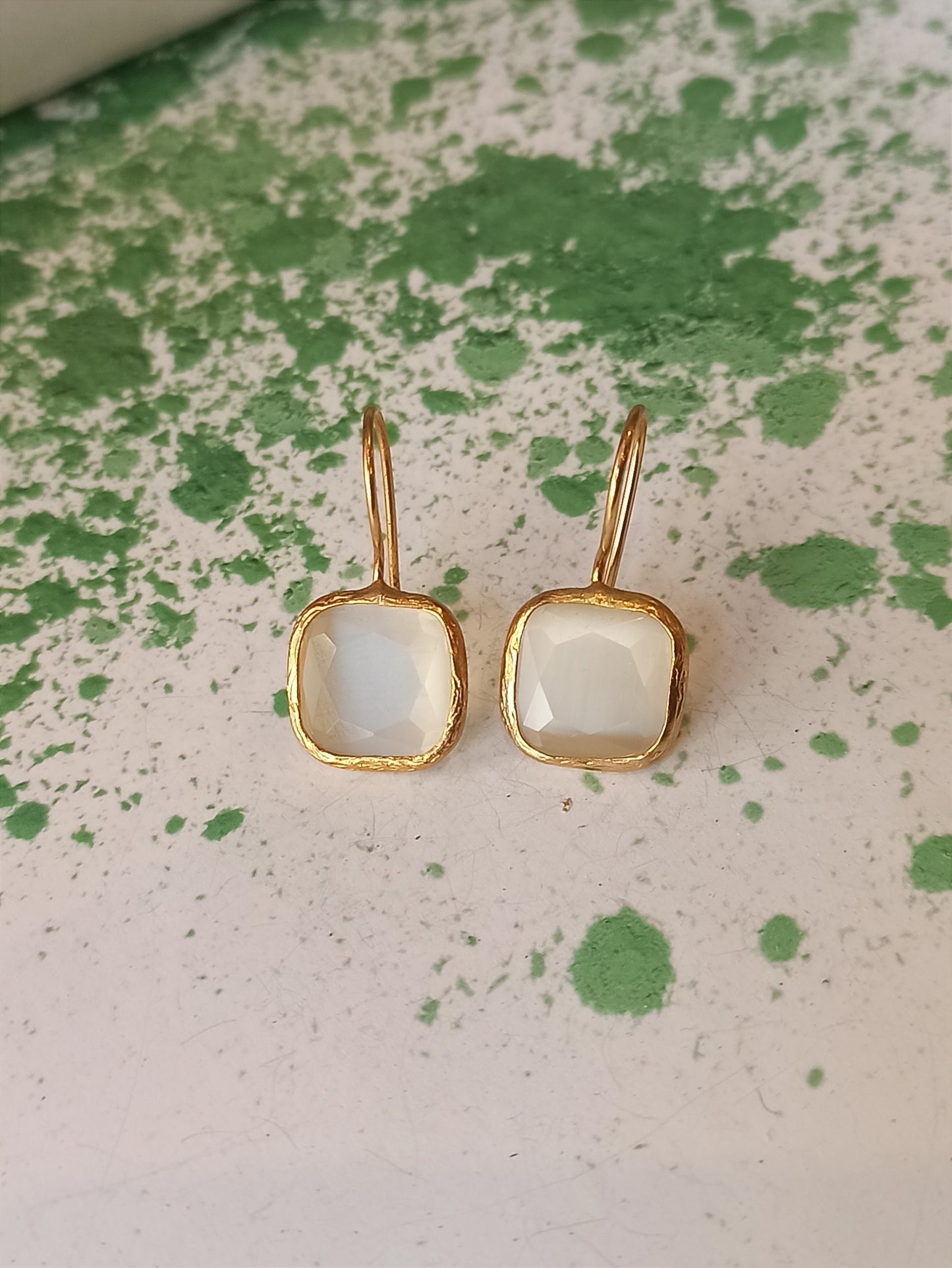 White square stone earrings