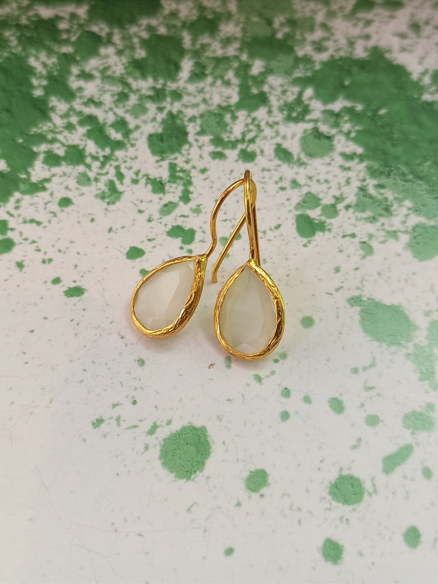 Small white drop stone earrings