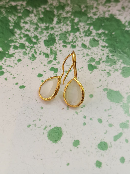 Small white drop stone earrings