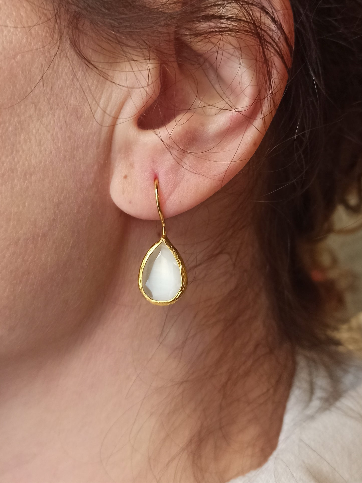 Small white drop stone earrings