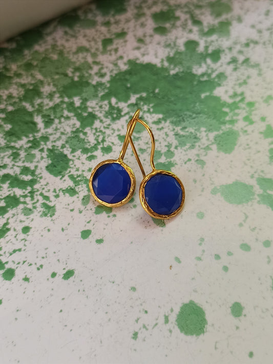 Small round blue stone earrings