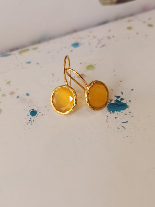 Small yellow round stone earrings