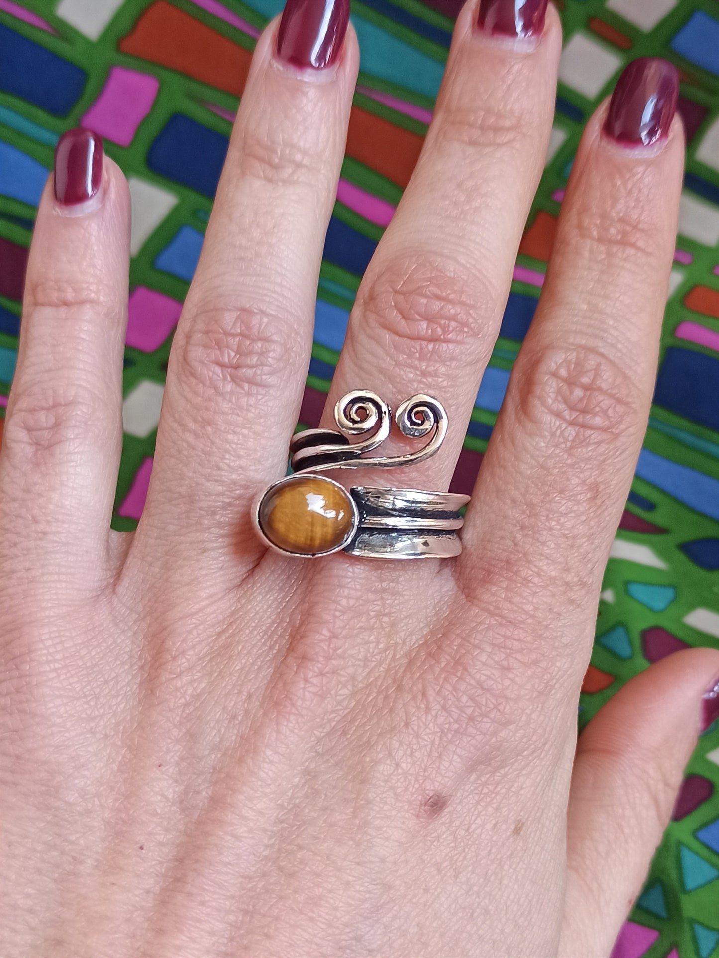 Boho silver trail ring