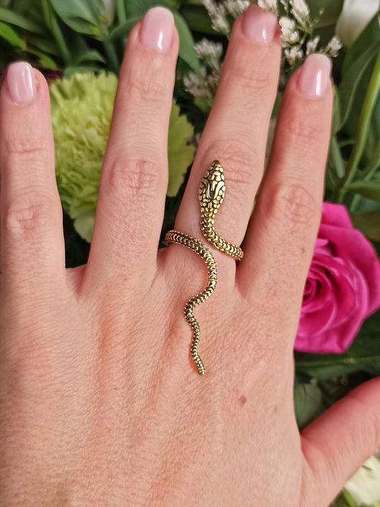 Thin snake golden boho ring