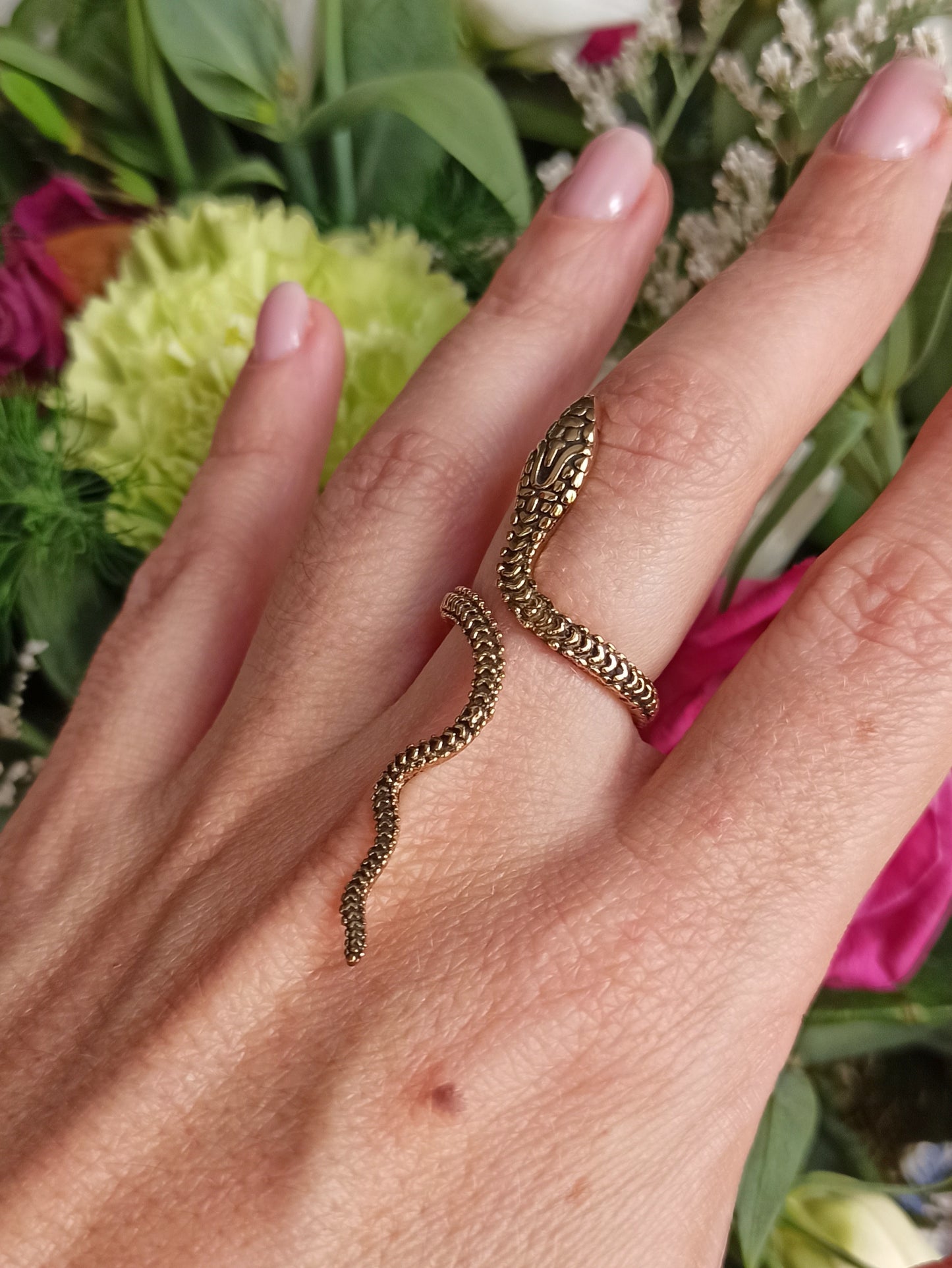 Thin snake golden boho ring