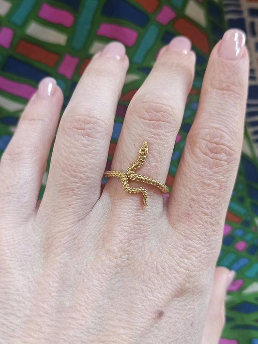 Small thin snake golden boho ring