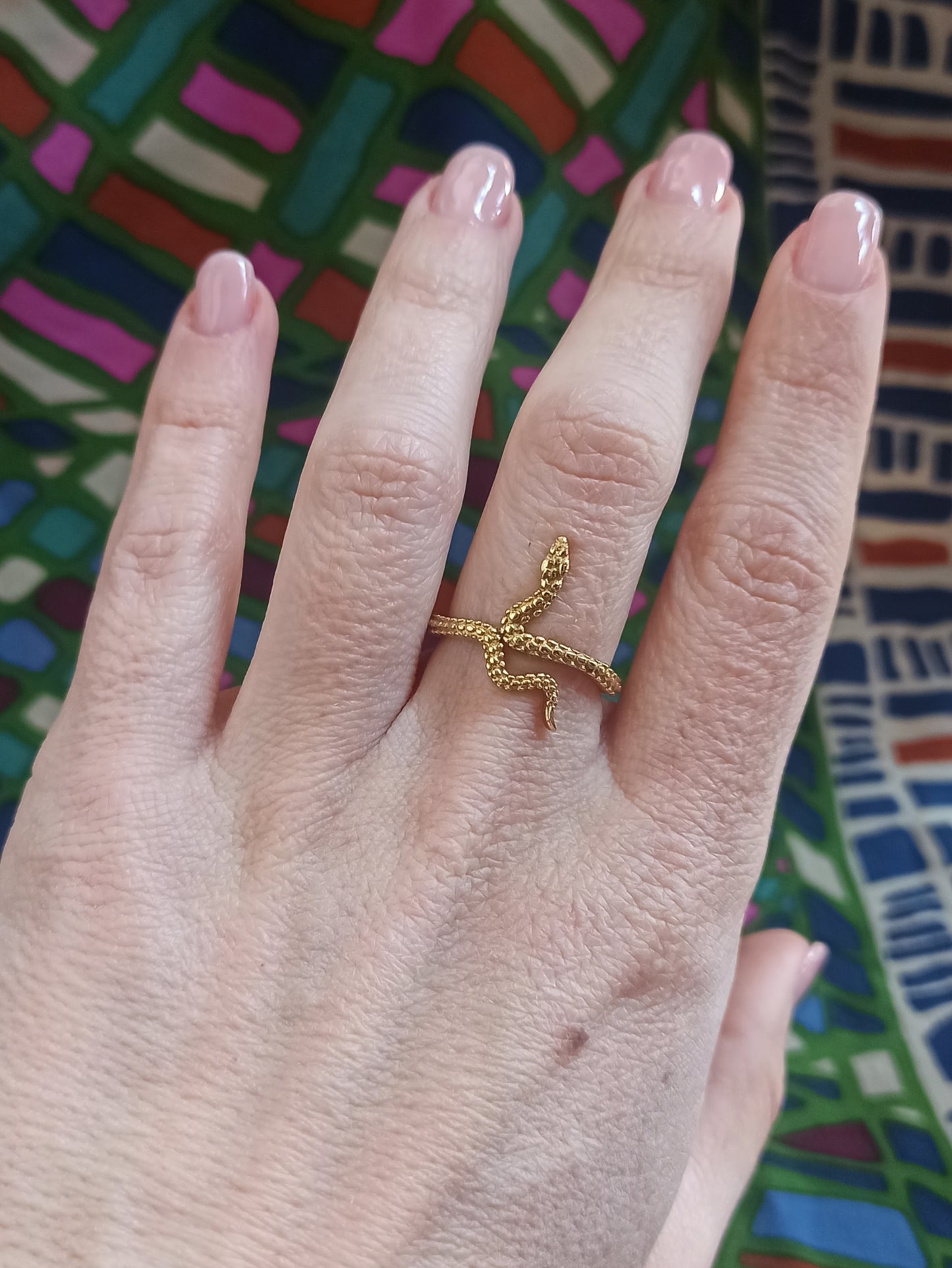 Small thin snake golden boho ring