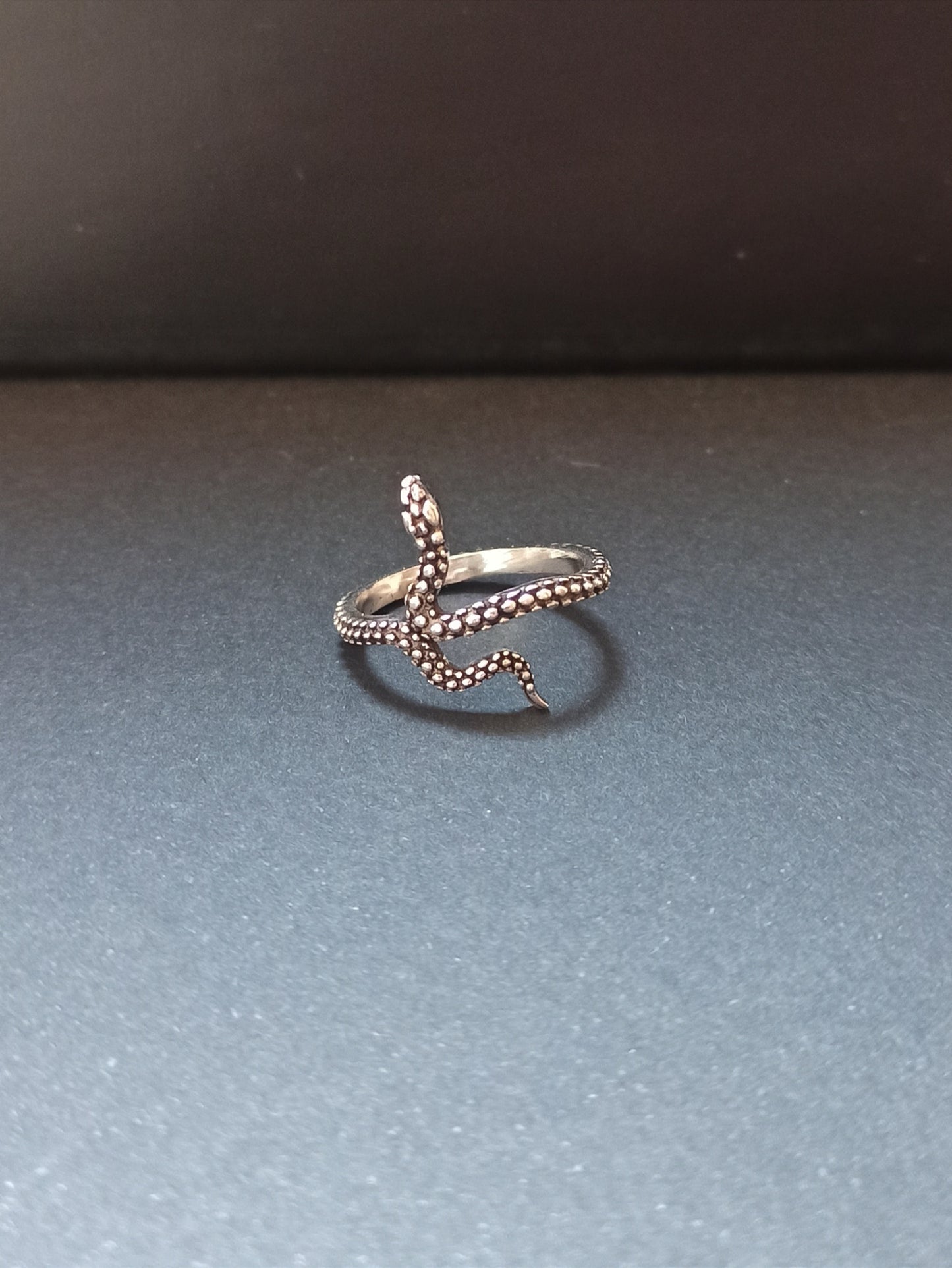 Small thin snake silver boho ring