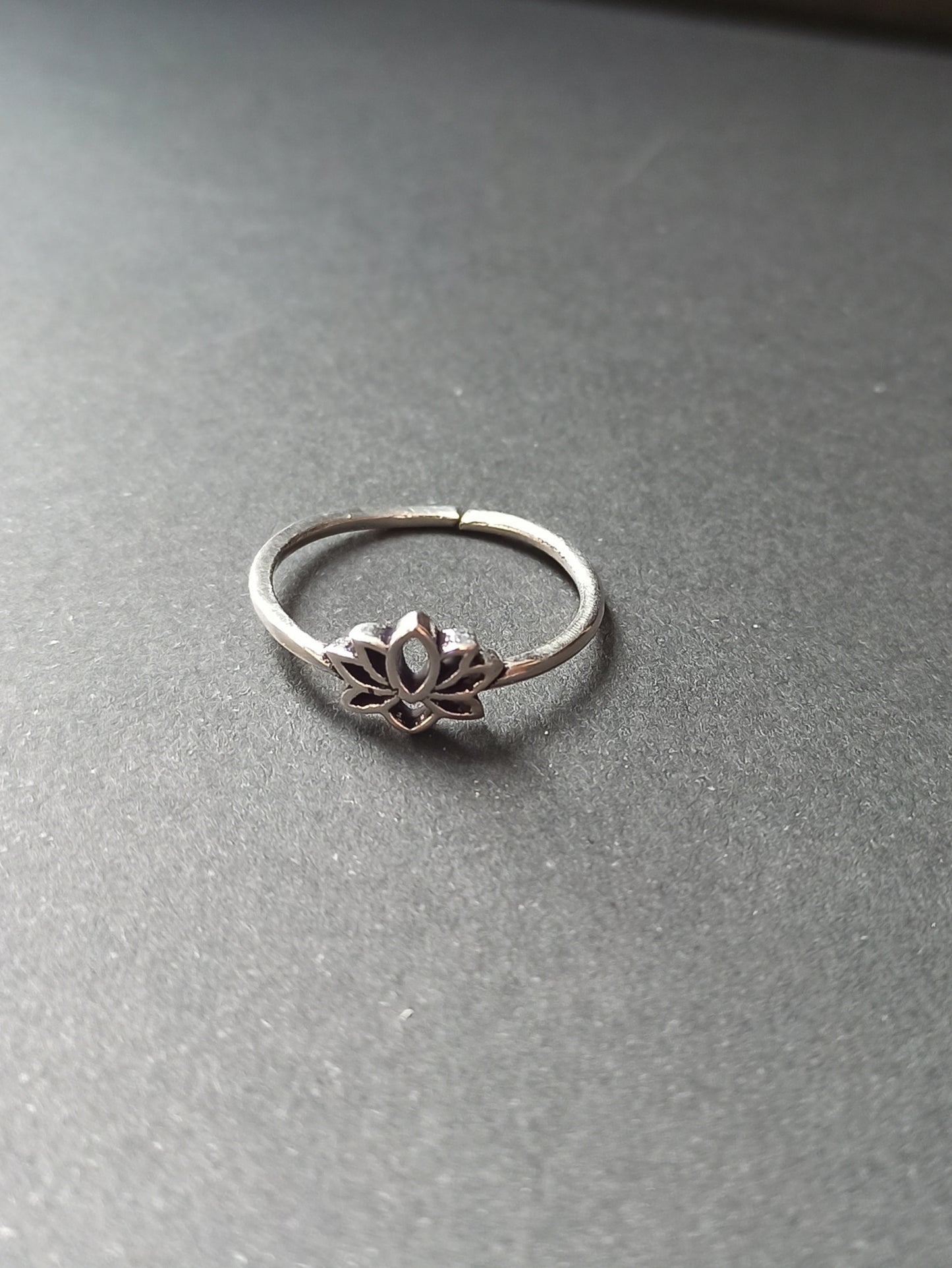 Small Lotus Flower Silver Boho Ring