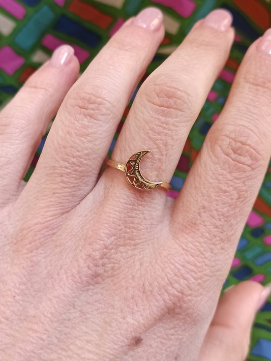 Golden moon boho ring