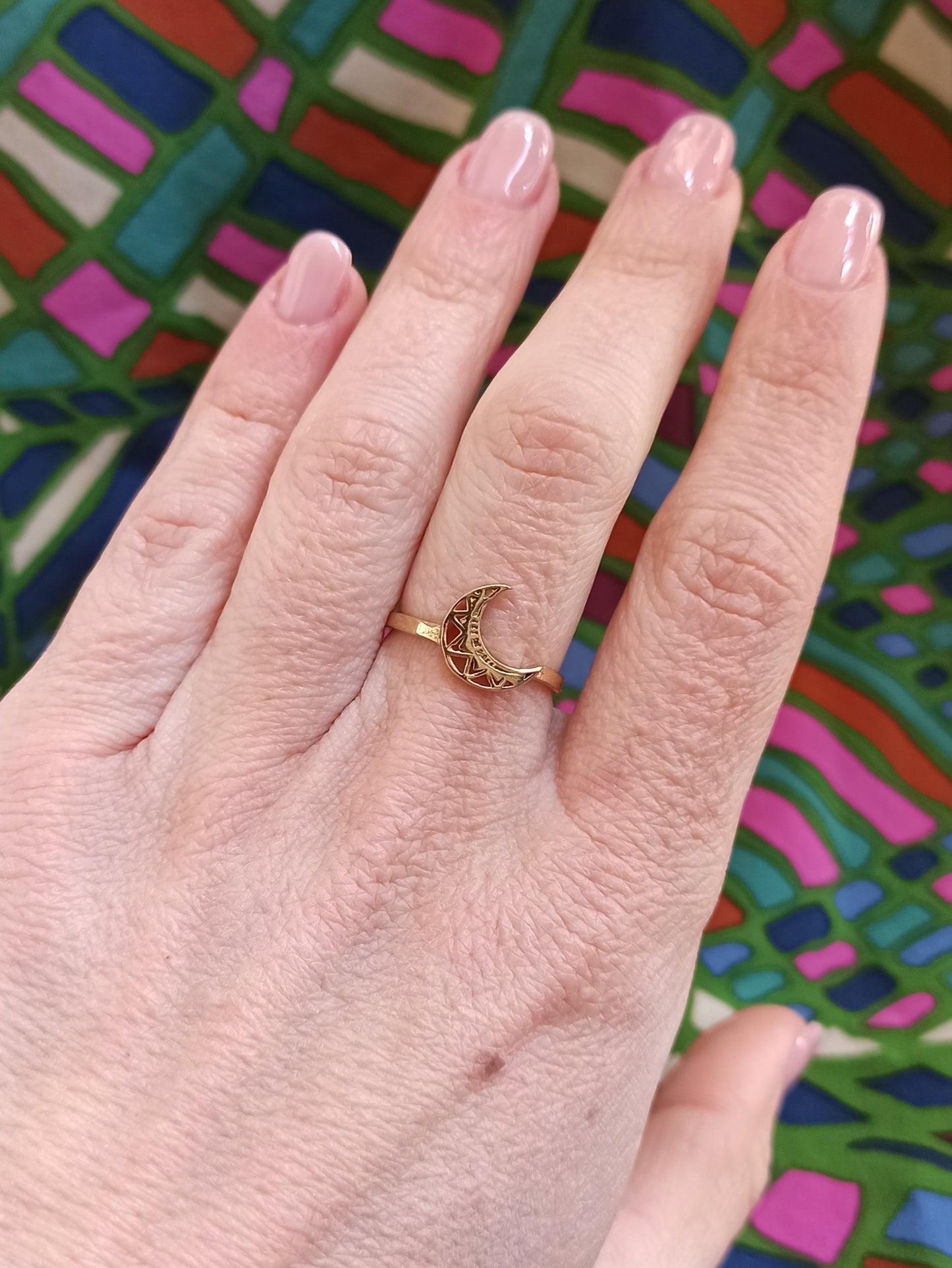 Golden moon boho ring