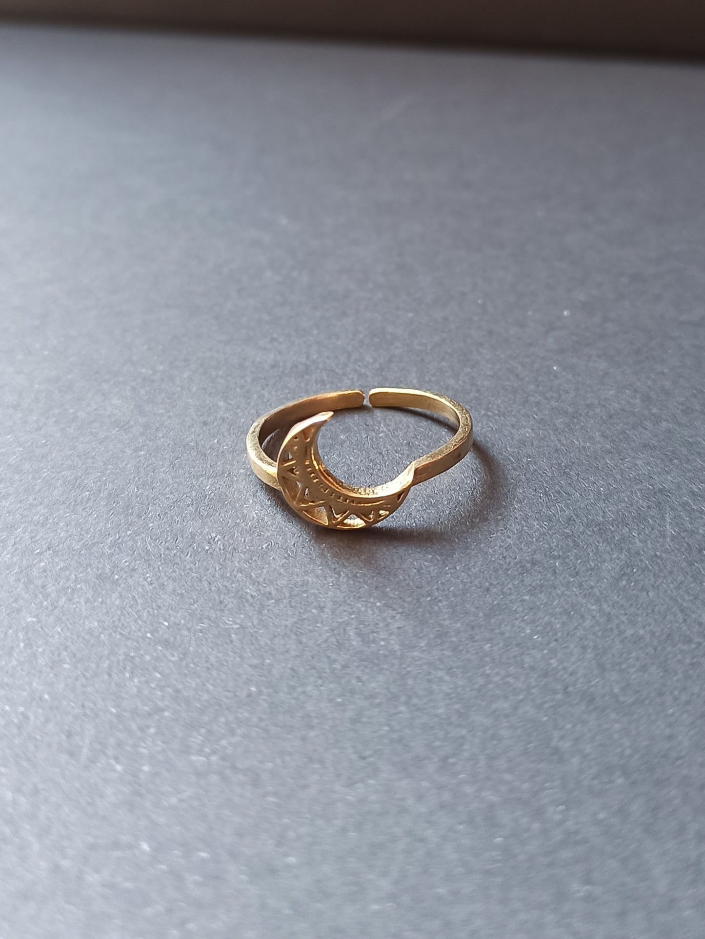 Golden moon boho ring