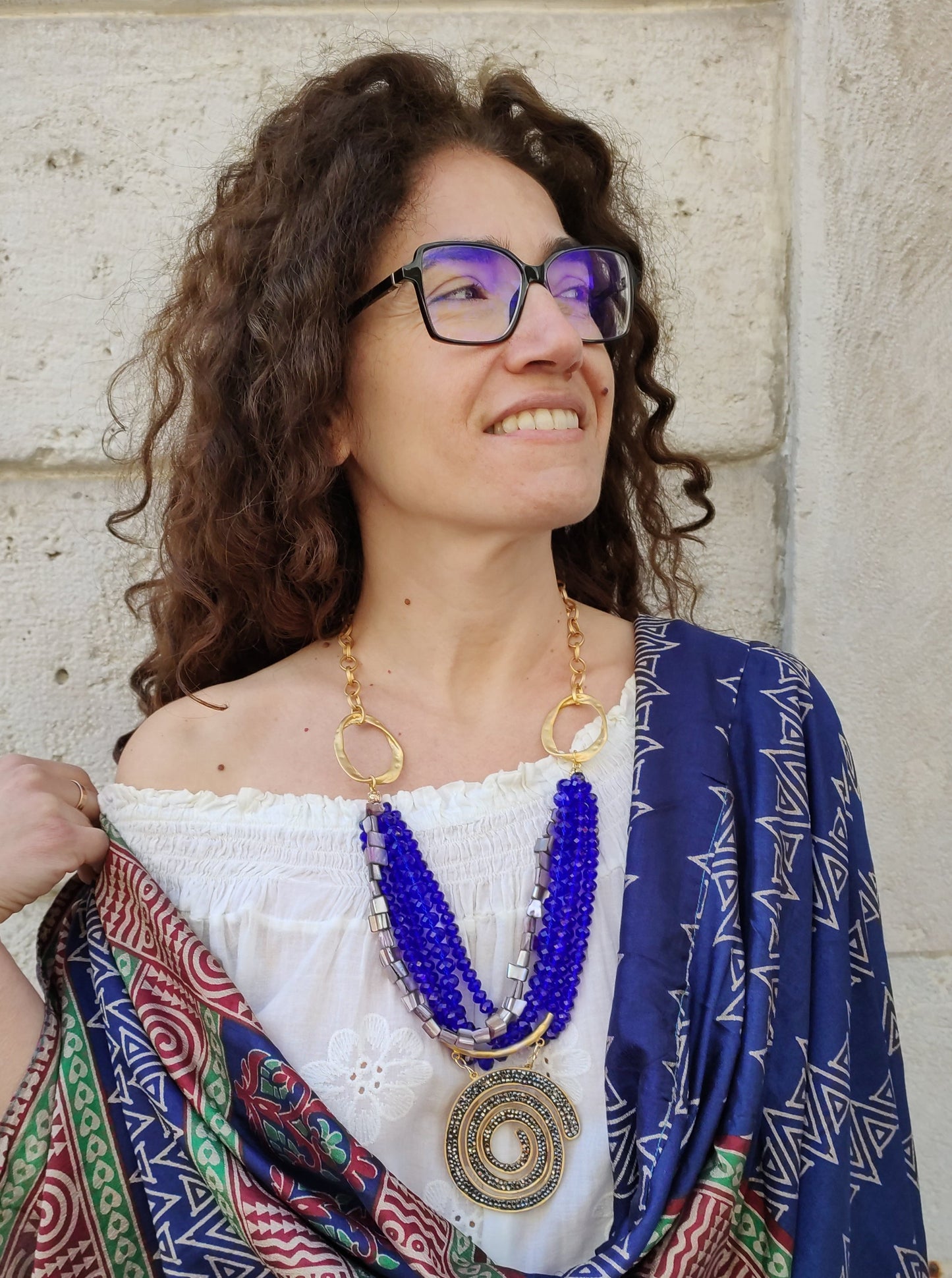 Collana pendente blu