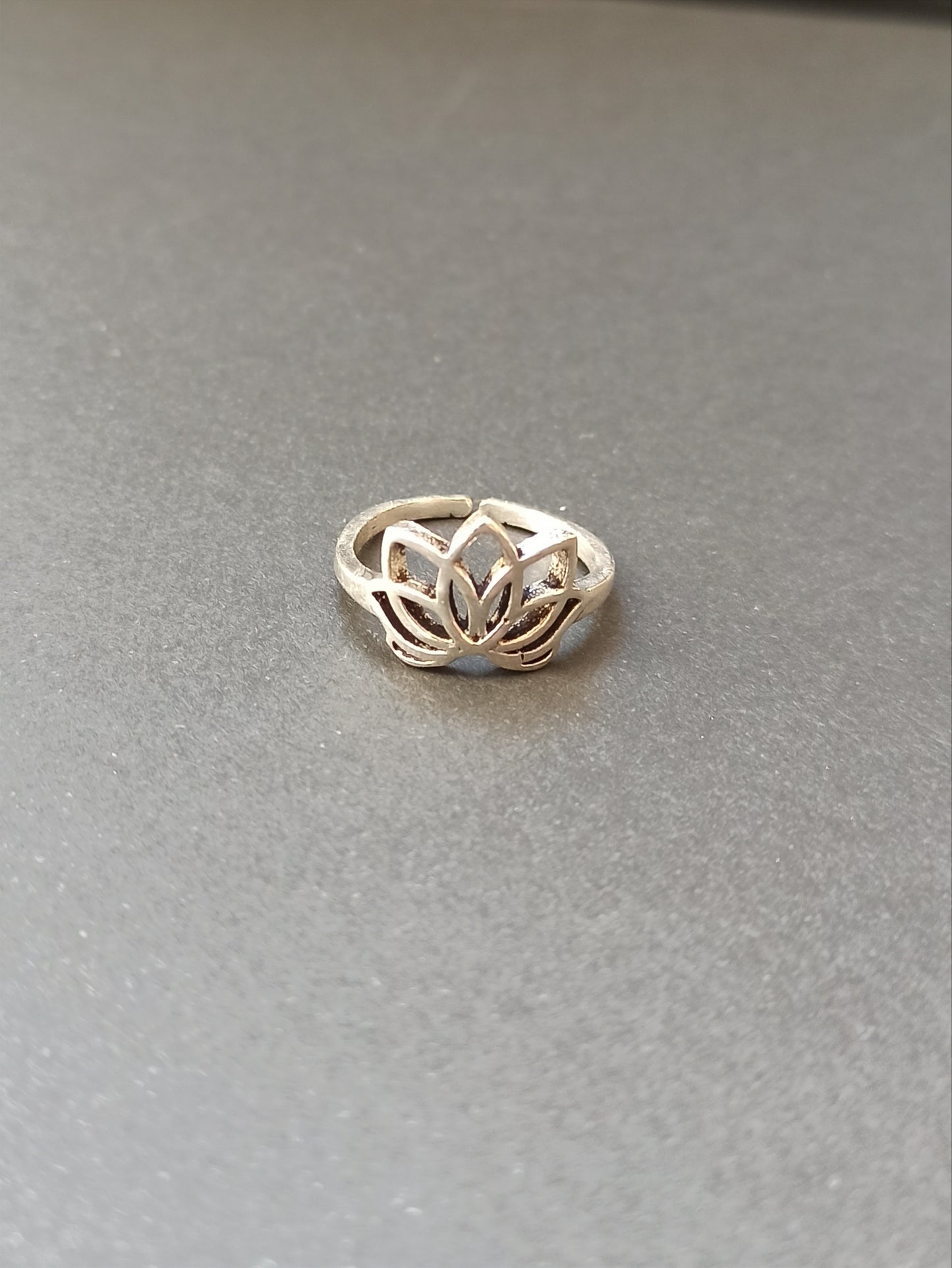 Boho silver lotus flower ring