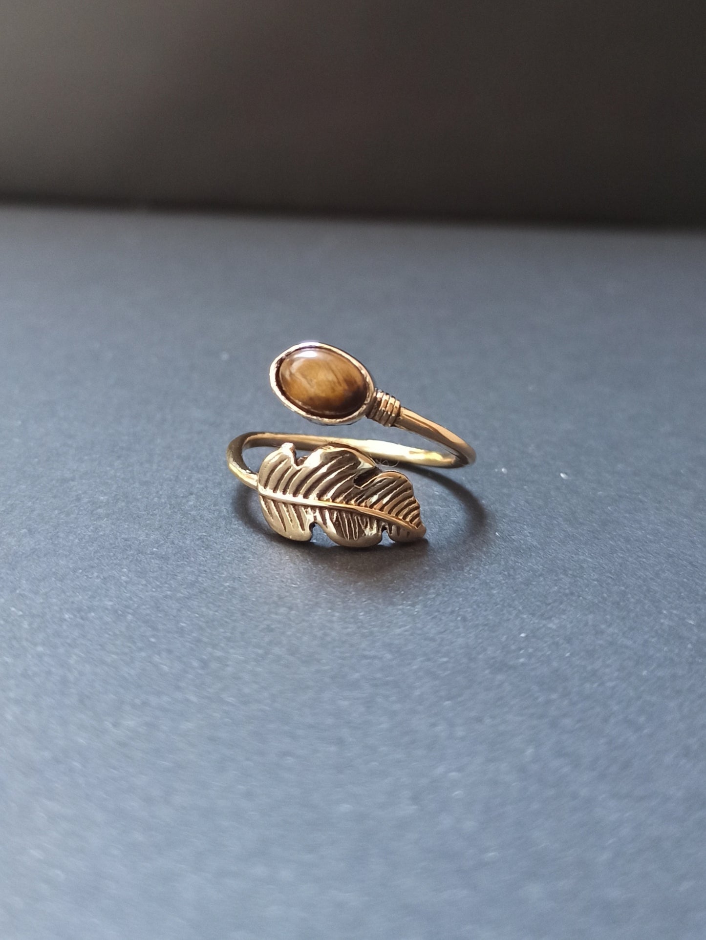 Golden leaf boho ring