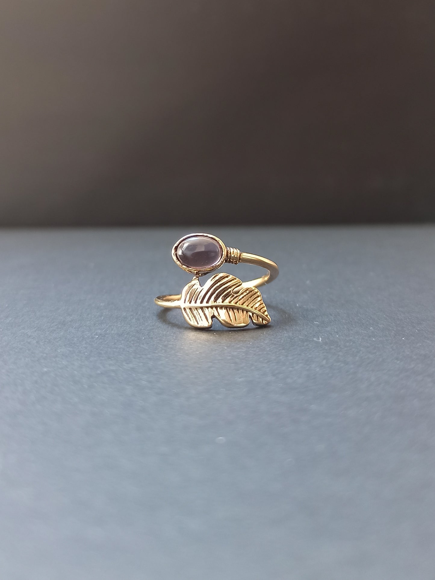 Golden leaf boho ring