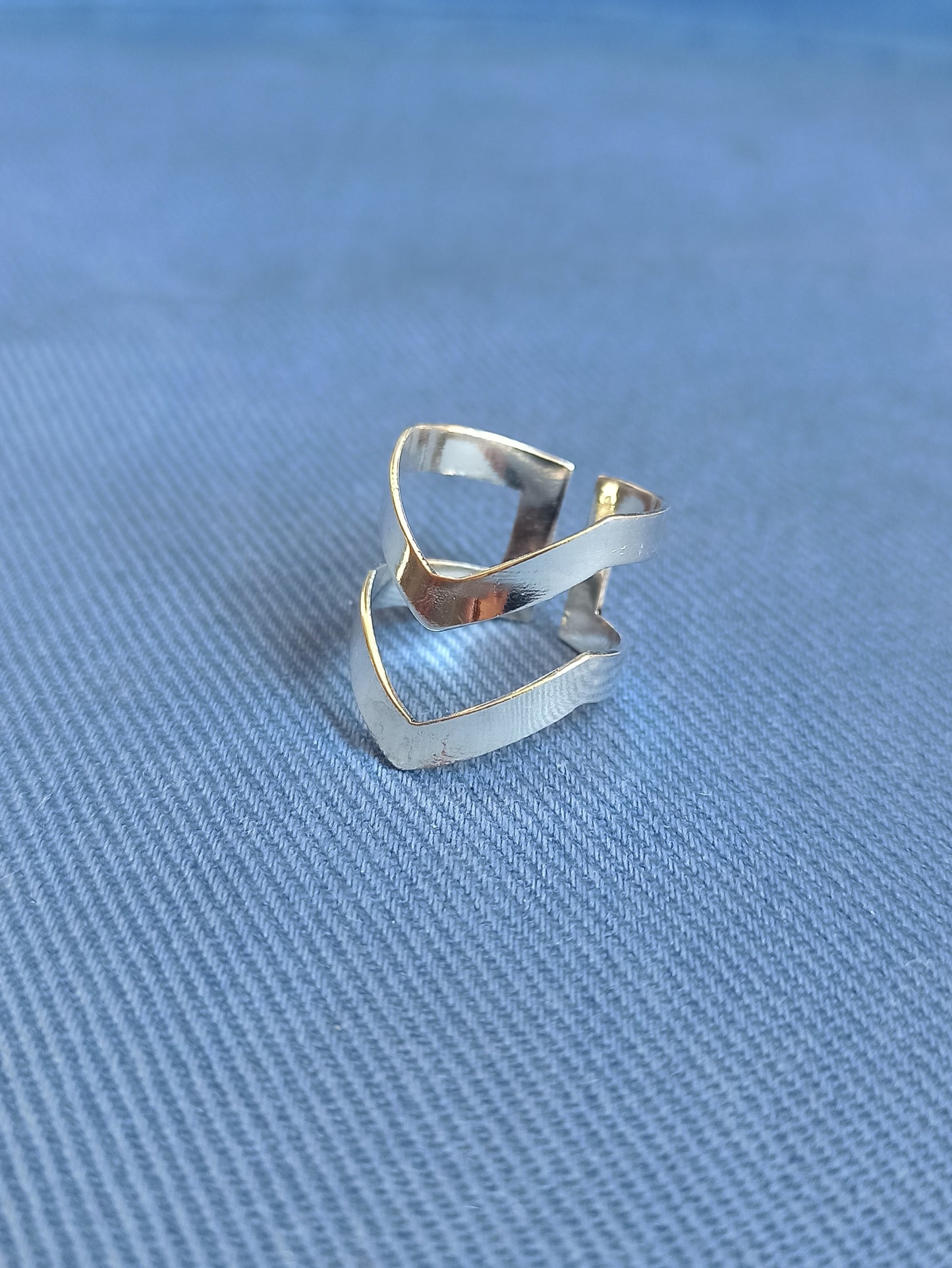 Silver boho ring two v