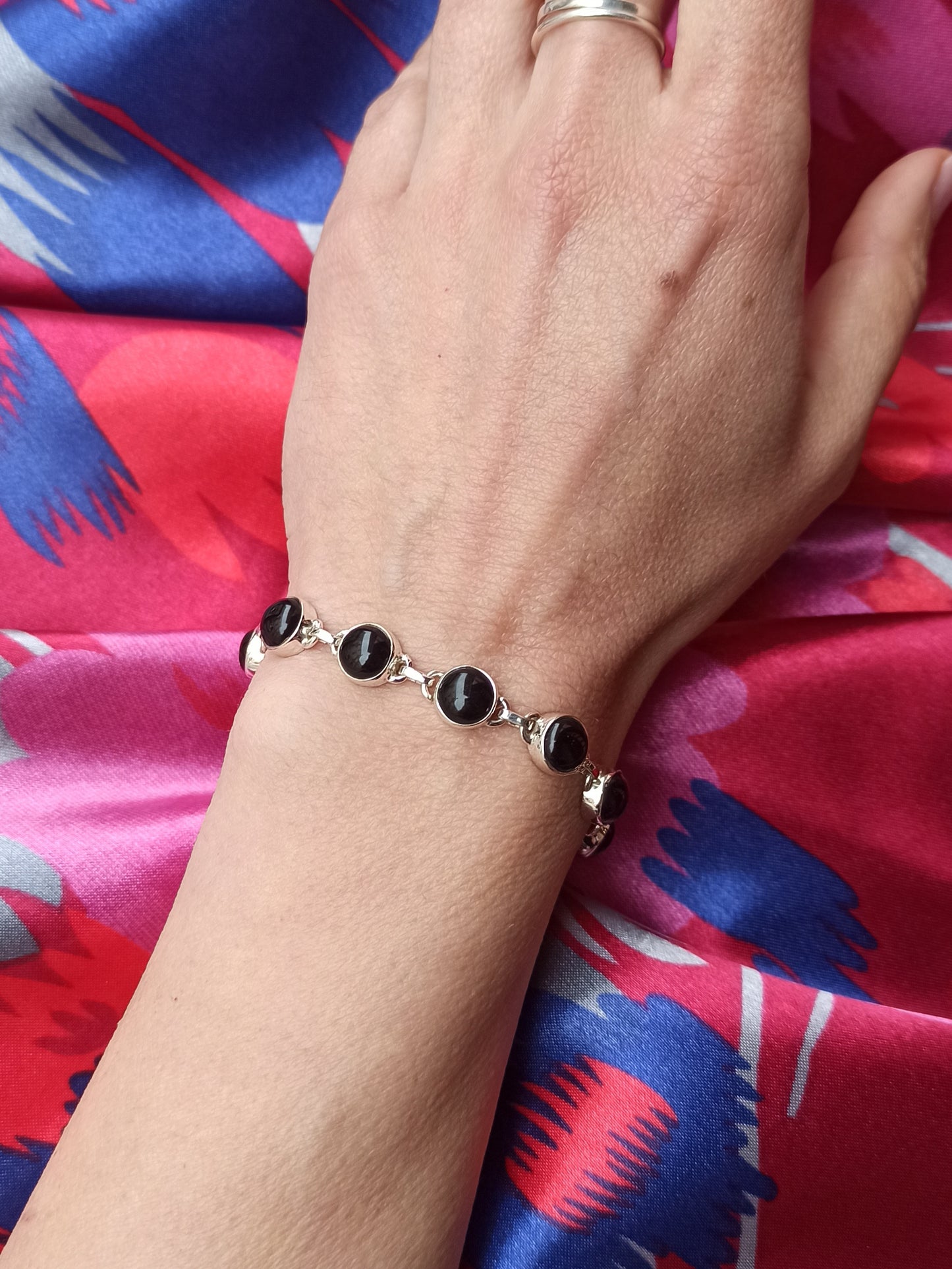 Black onyx 925 silver bracelet