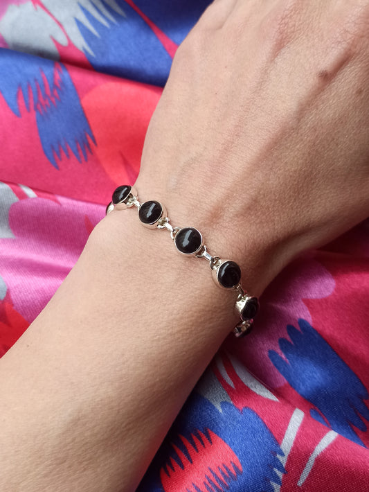 Black onyx 925 silver bracelet