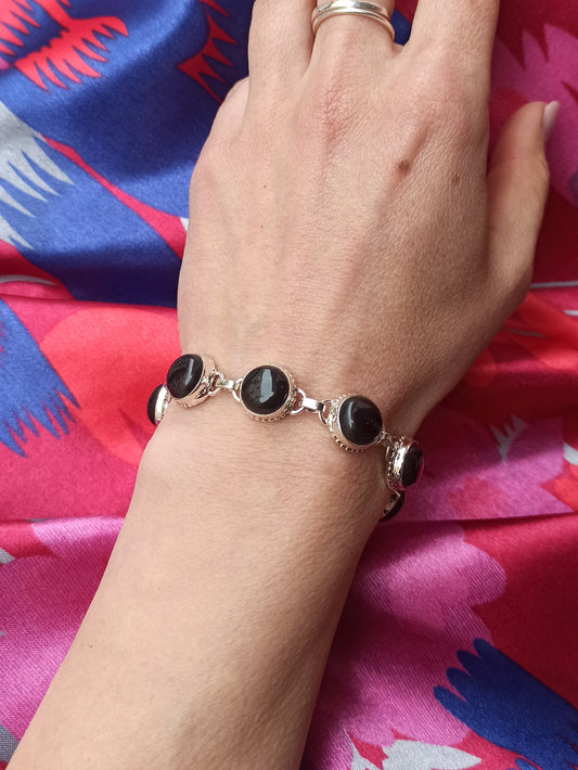 Black onyx 925 silver bracelet