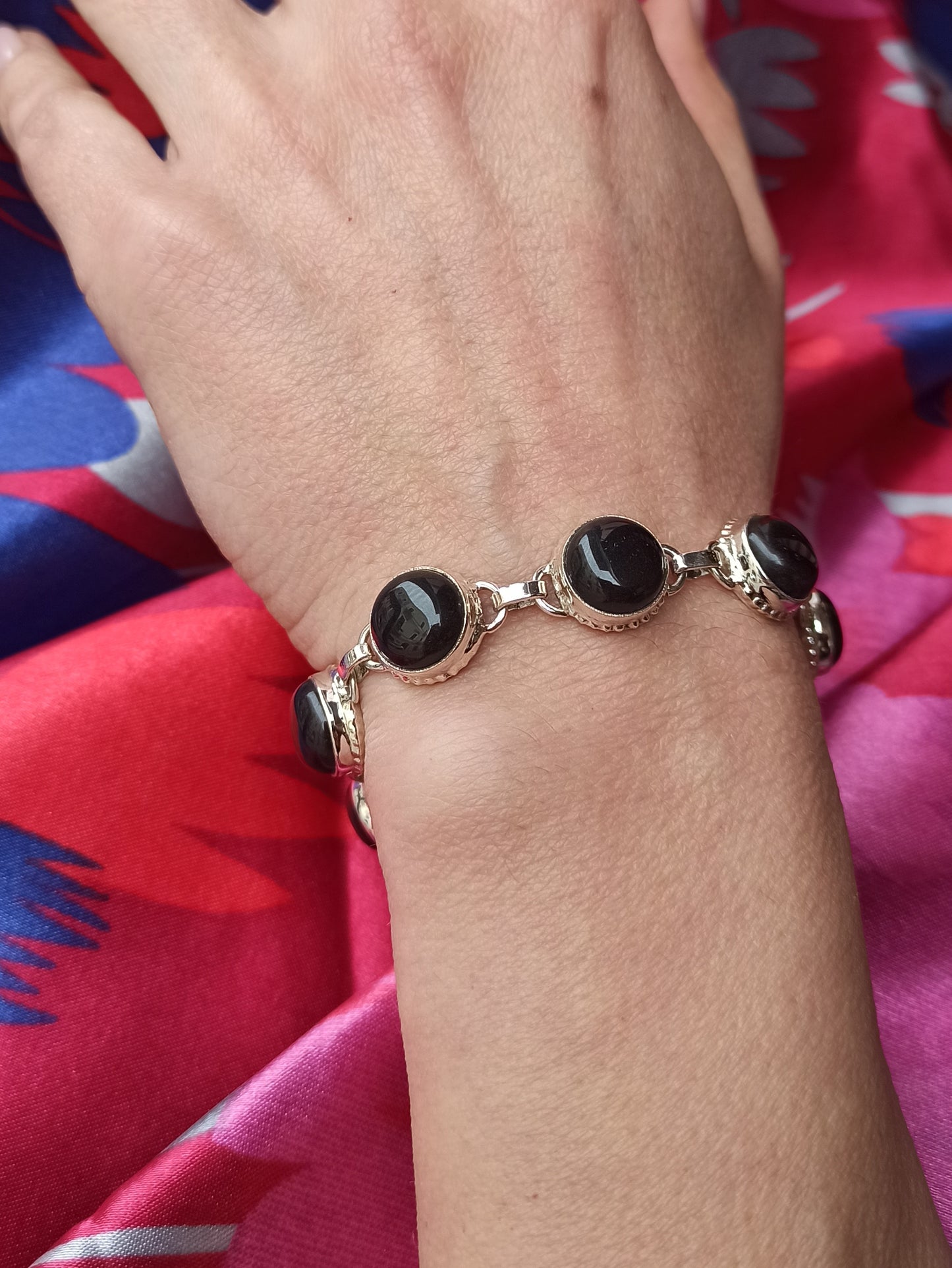 Black onyx 925 silver bracelet