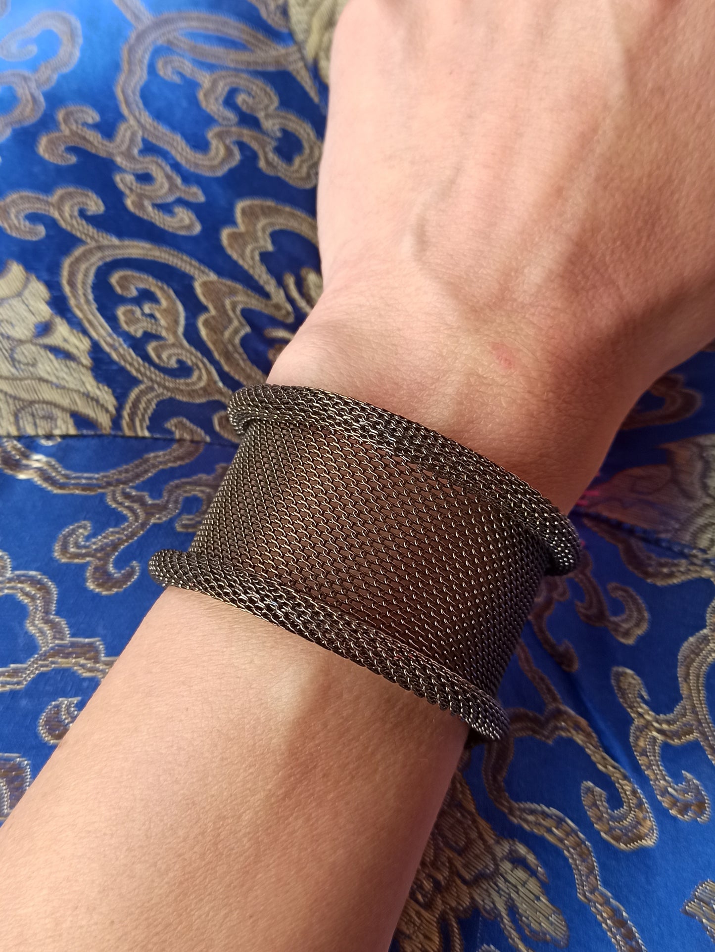 Gray mesh bangle bracelet