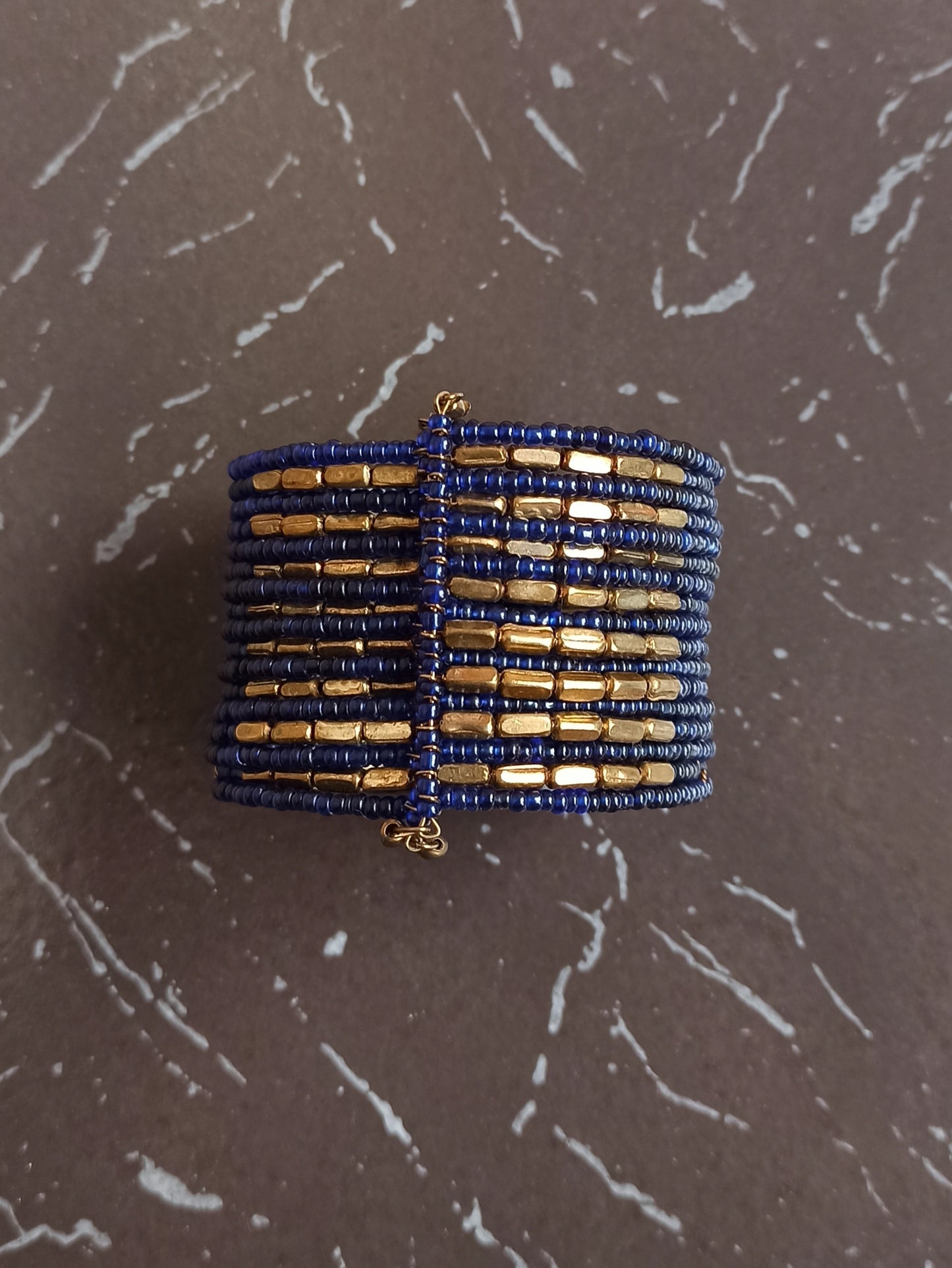 Blue beaded bracelet