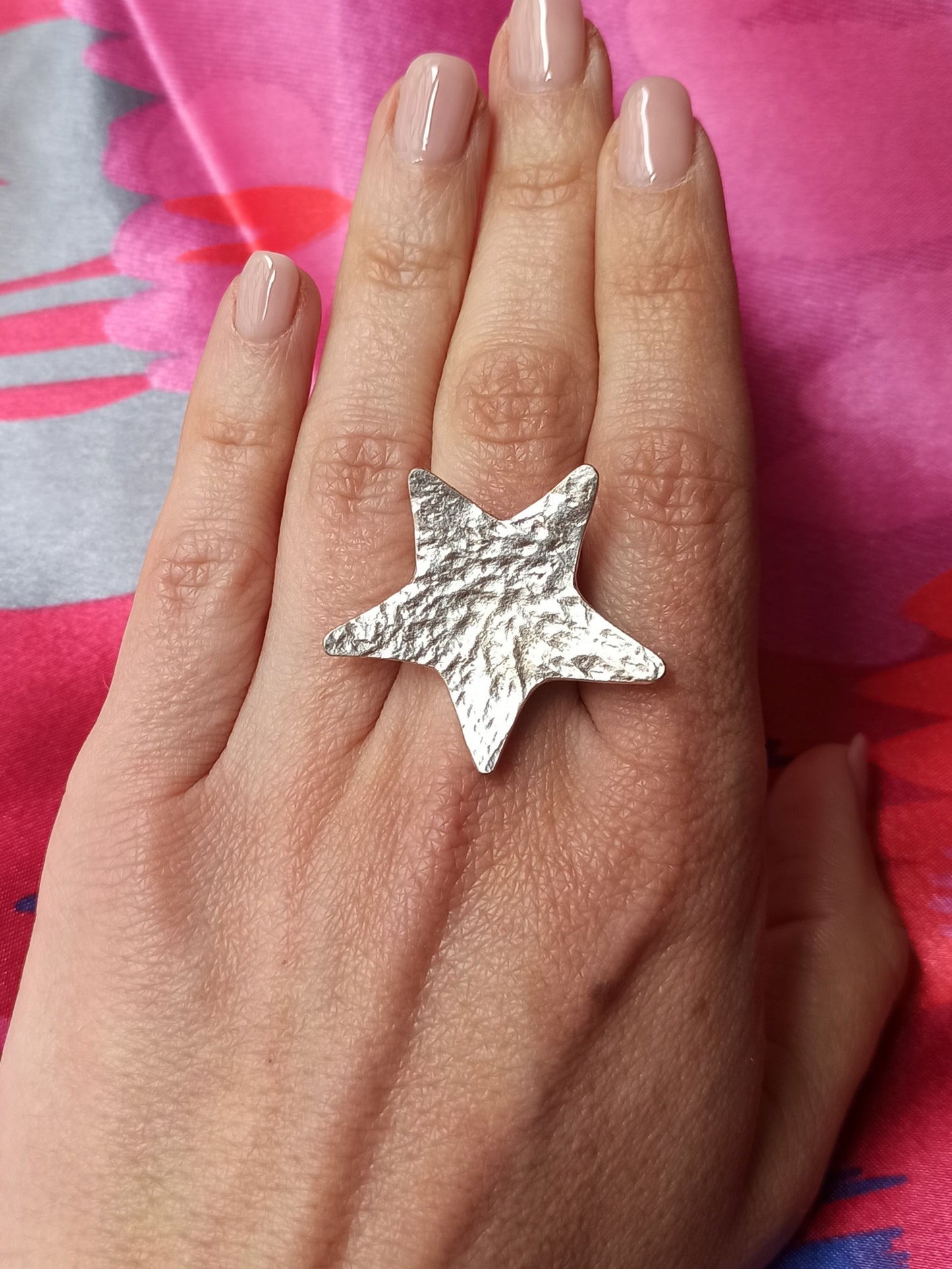 Silver zamak star ring