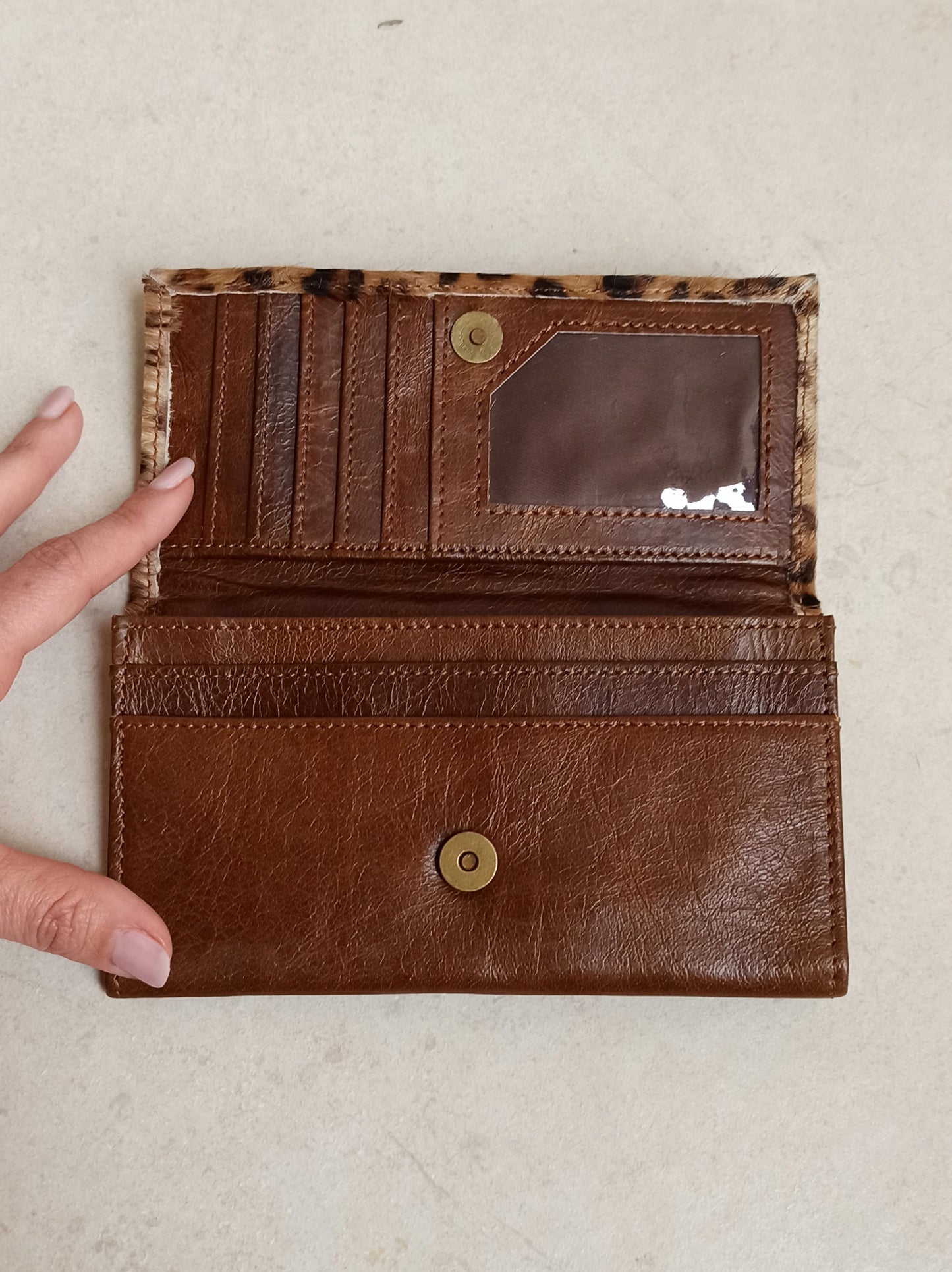 Brown spotted leather wallet