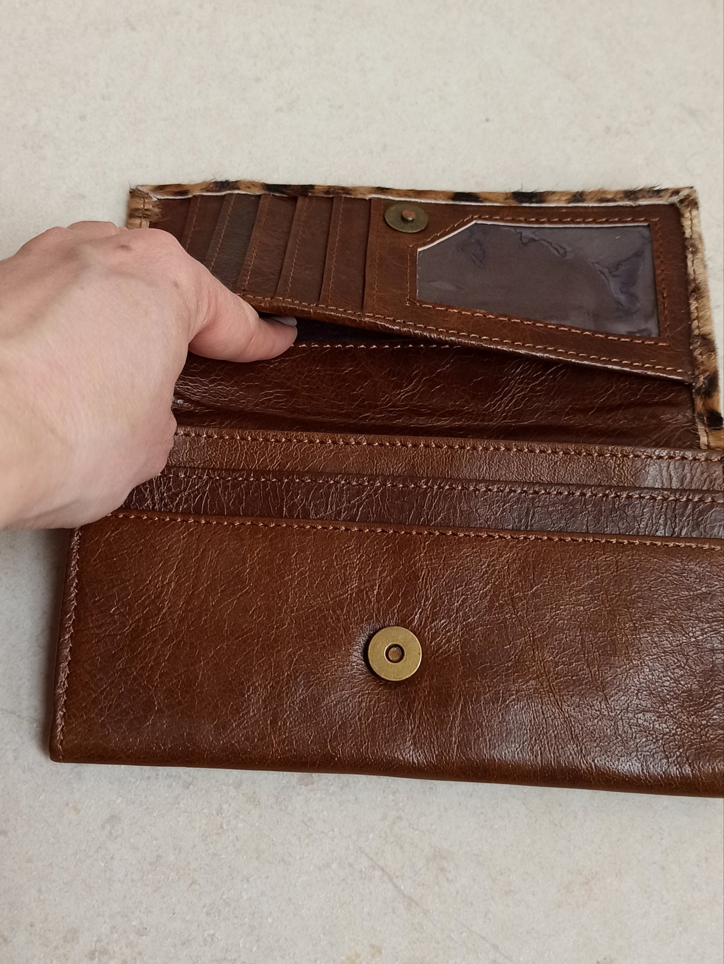 Brown spotted leather wallet