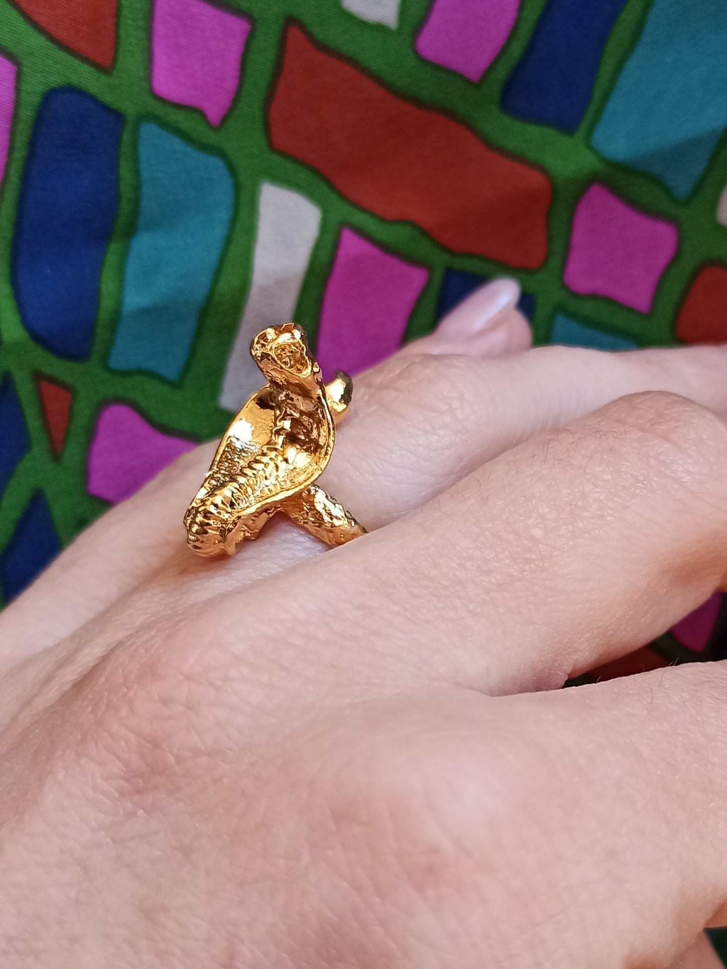 Cobra golden ring with tail