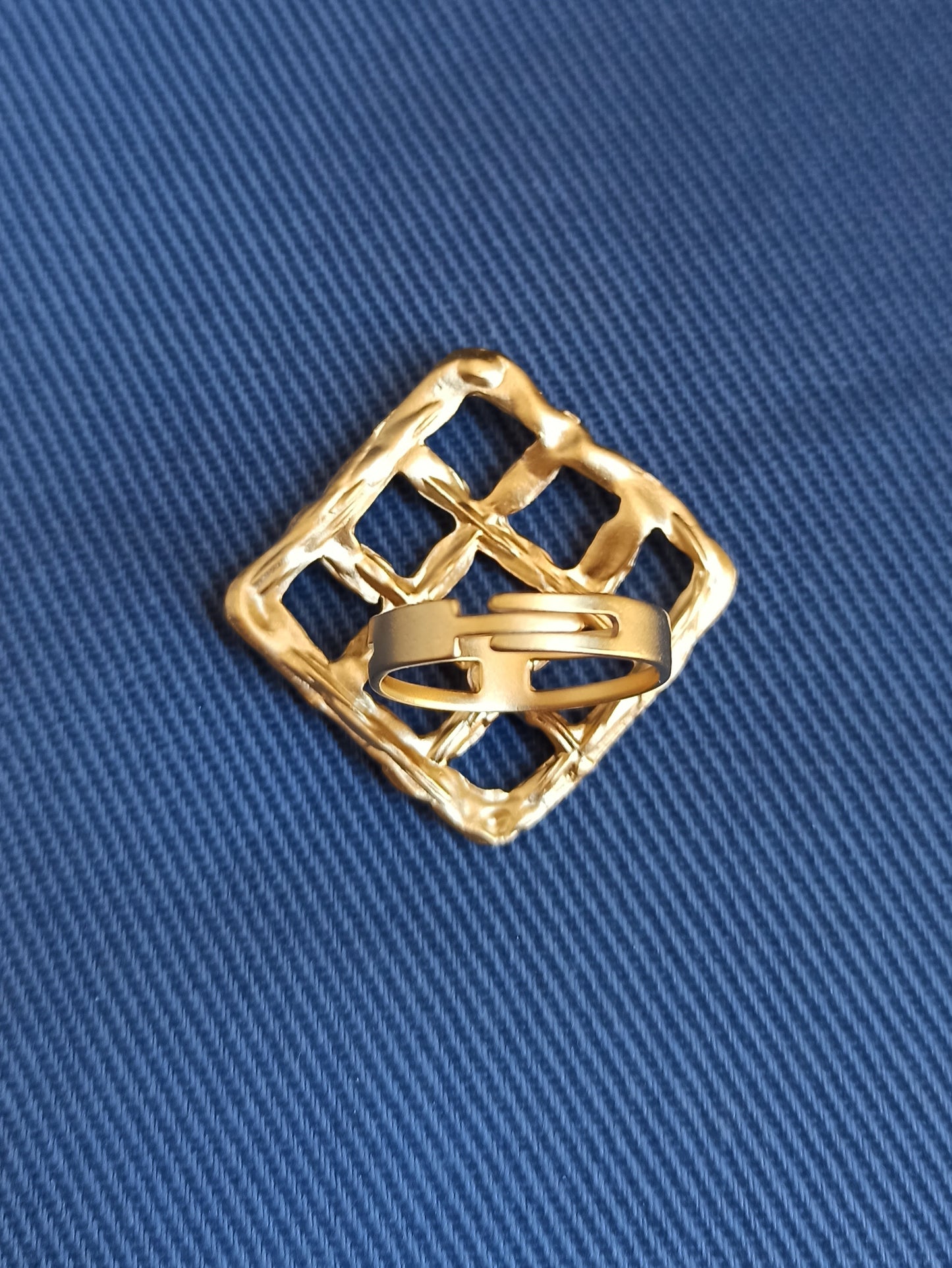 Square golden braided ring