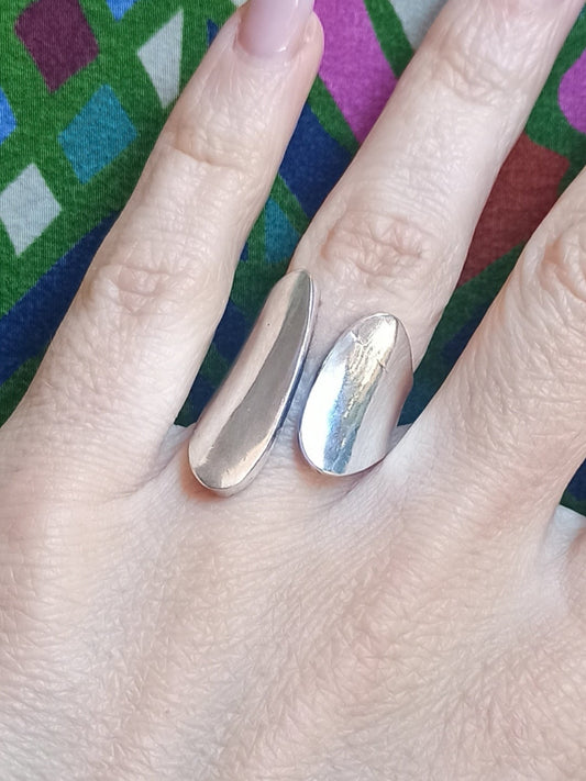 Boho silver open band ring