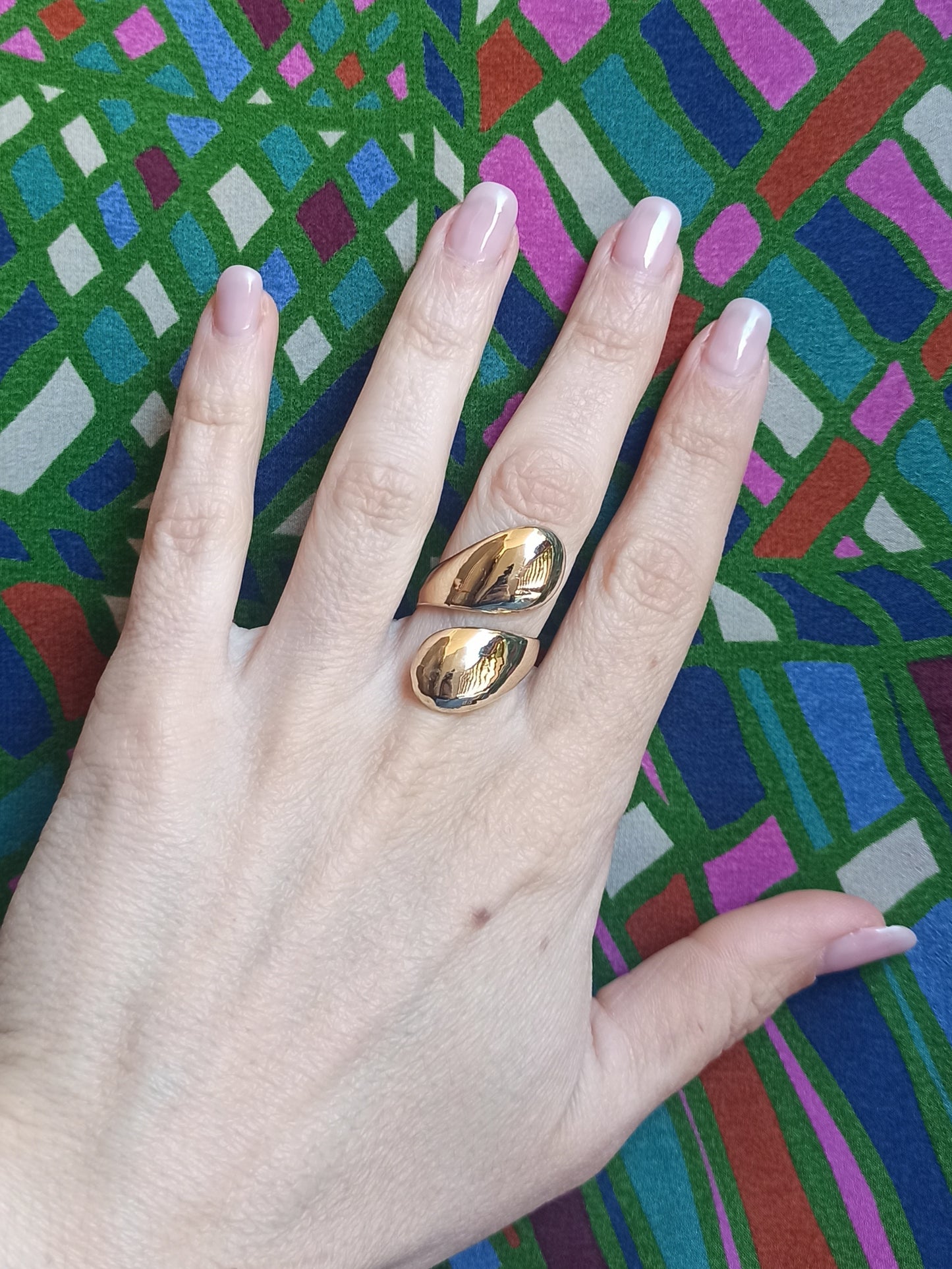 Two drops golden boho ring